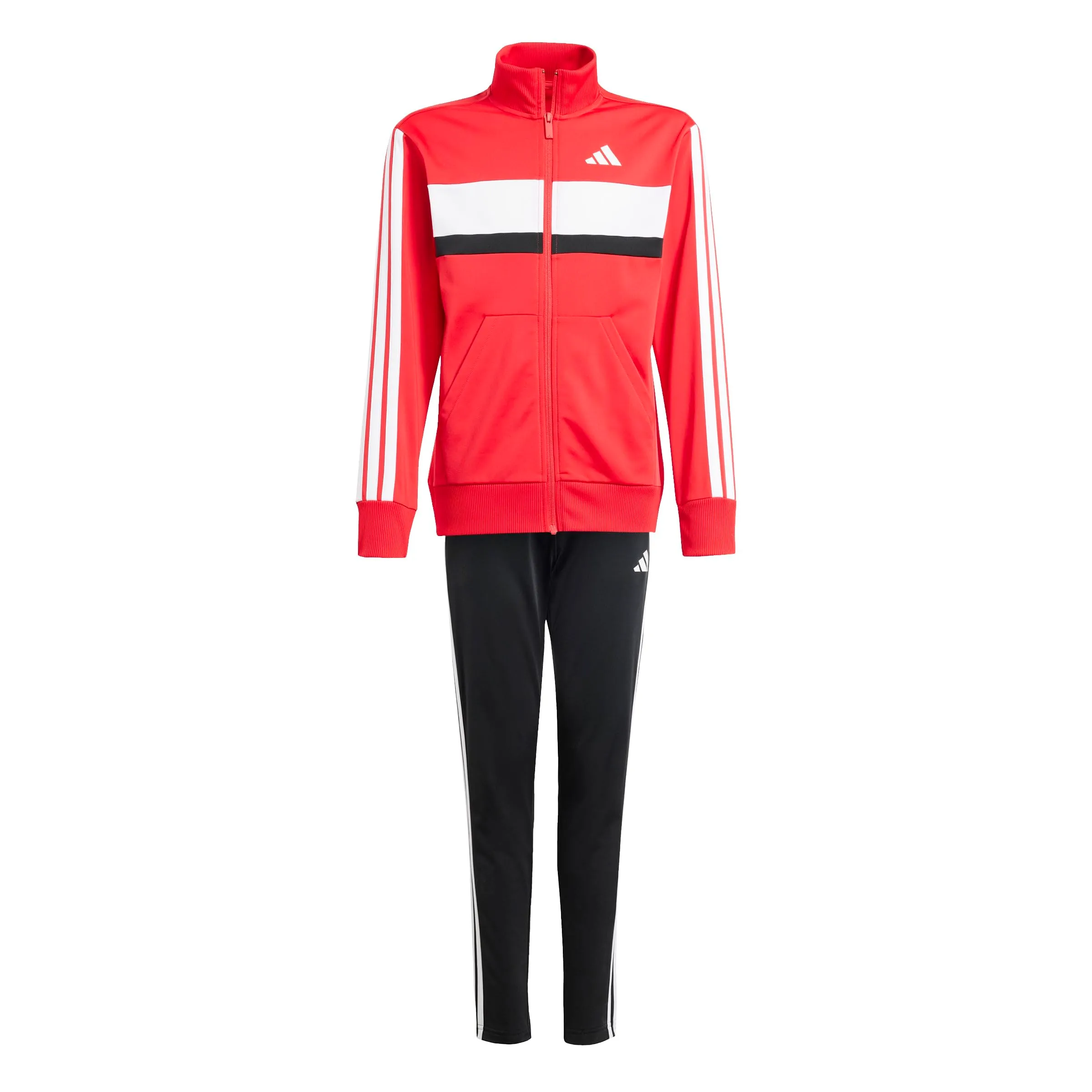 adidas Unisex - Bambini SEASONAL ESSENTIALS TIBERIO 3 STRIPES TRICOT TRACKSUIT, Pure Ruby/White, 15-16 Years