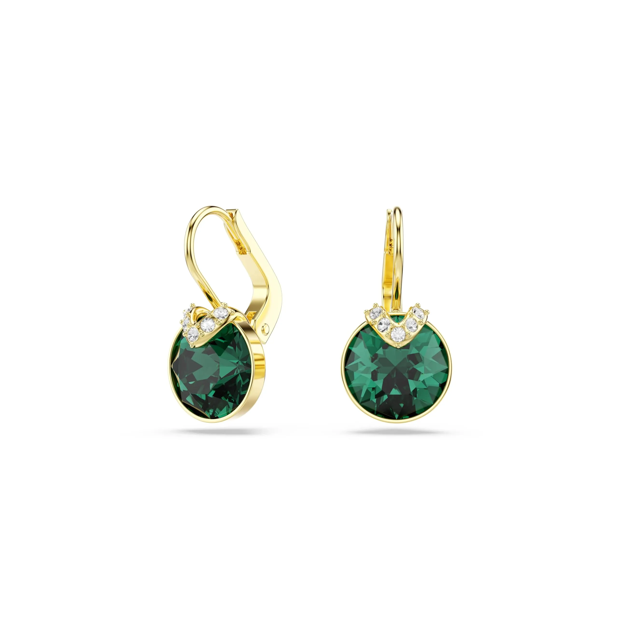 Swarovski Bella V Orecchini Pendenti, Gioielli con Cristalli Verdi Swarovski, Pietre Preziose a Taglio Round, Placcatura in Tonalità Oro, 1,9 x 1 cm, peso (singolo orecchino) 1,7 g