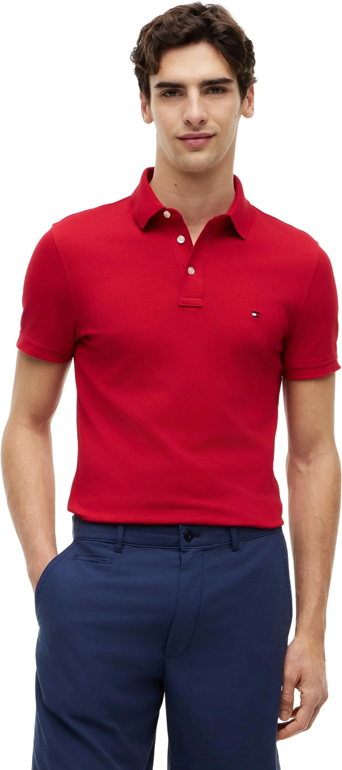 Tommy Hilfiger Men Polos Core 1985 Slim POLOMW0MW17771 Red (Medium Red), L