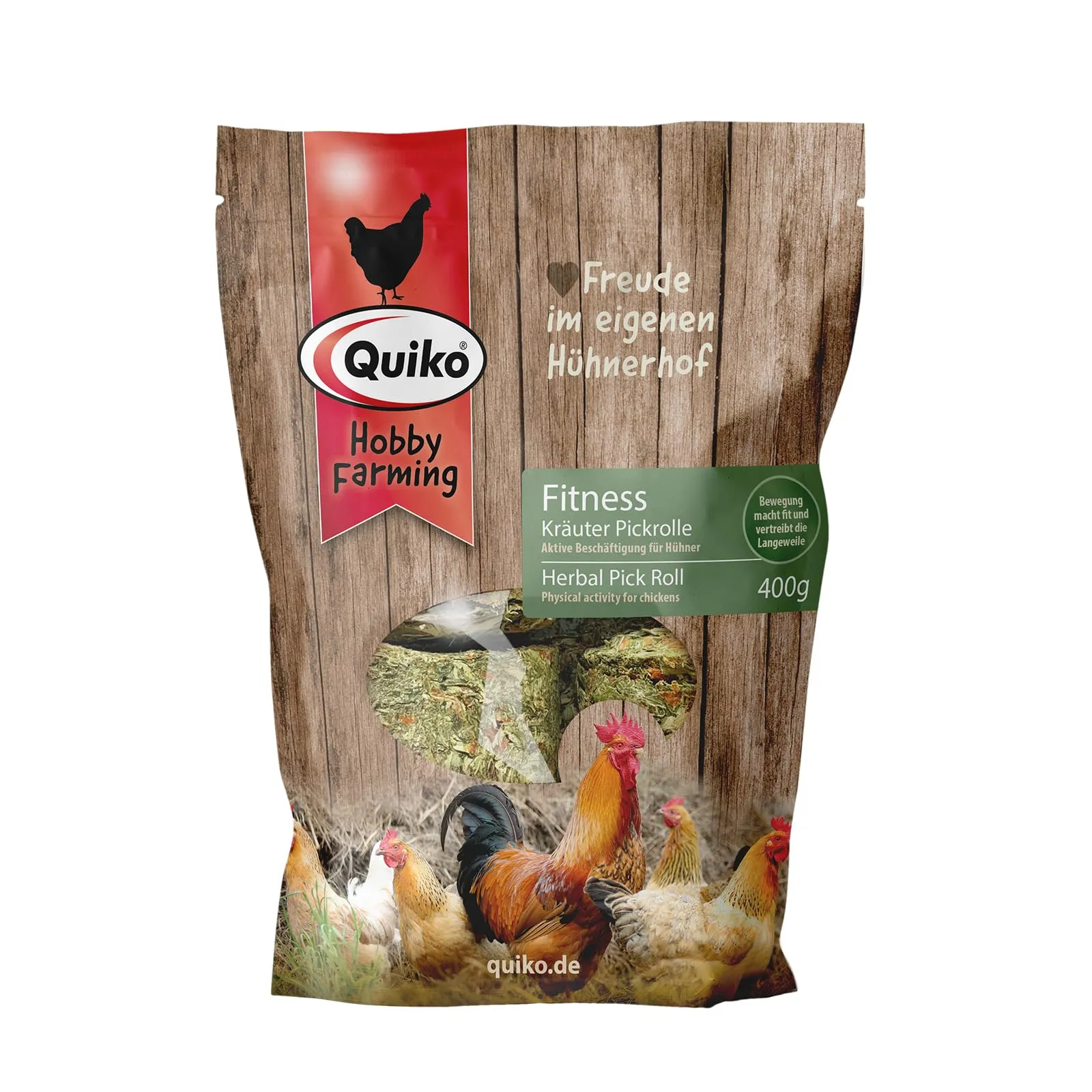 Quiko Hobby Farming – Fitness rullo da beccare alle erbe per pollo 400 g – Accessori – Intrattenimento – Giocattolo per pollo