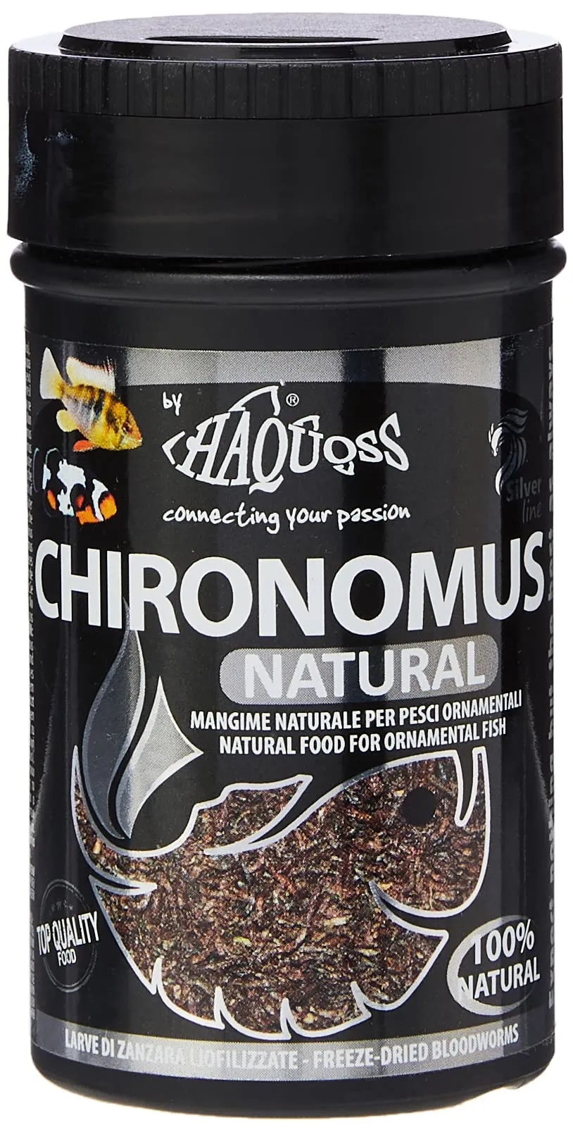 Haquoss Chironomus Mangime Naturale Liofilizzato in Larve di Zanzara per Pesci Tropicali, 100 ml/7 gr