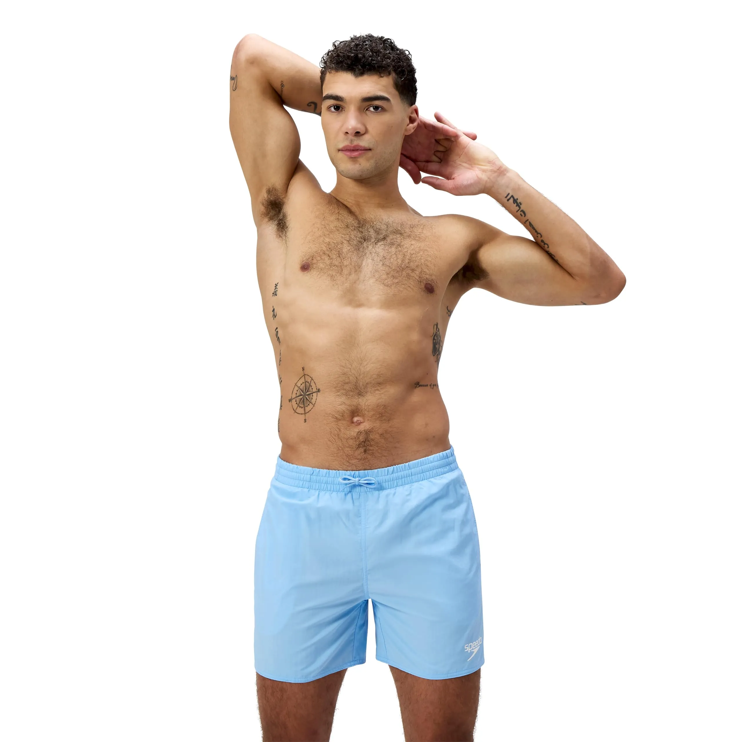 Speedo Men's 16" Watershort Swiming Trunks| Quick Dry | Comfortable Fit | Clasic Style | Drawstring Waist, Sugar Blue/Celeste/Iris Mirror, XS