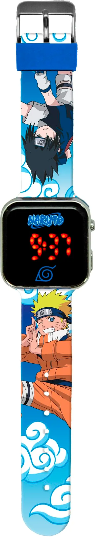 Kids Licensing - Orologio digitale a LED per bambini e bambine con personaggi, ha funzioni di ora, data e cinturino regolabile, Orologio Led Naruto, Naruto Blu