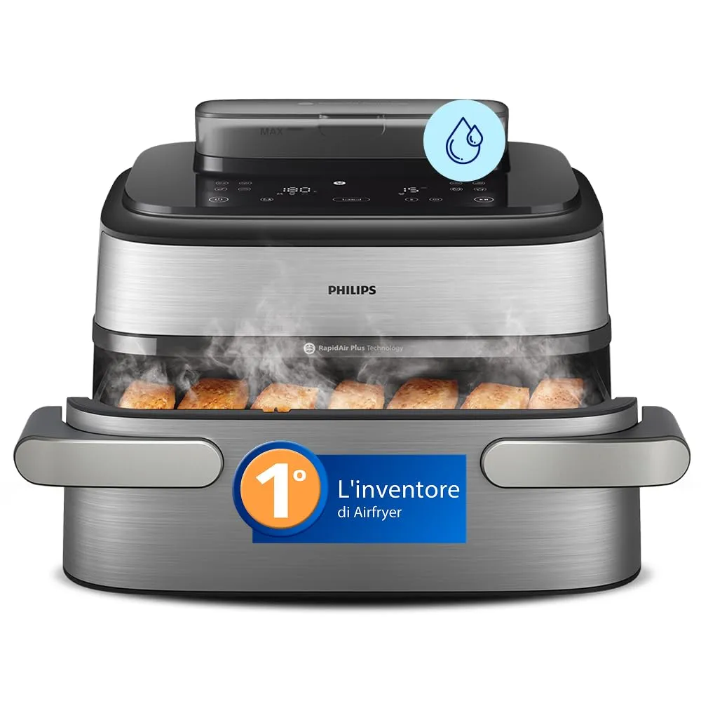 Philips Airfryer 5000 - Friggitrice ad aria, Cestello Flexi da 9.5L, Vapore