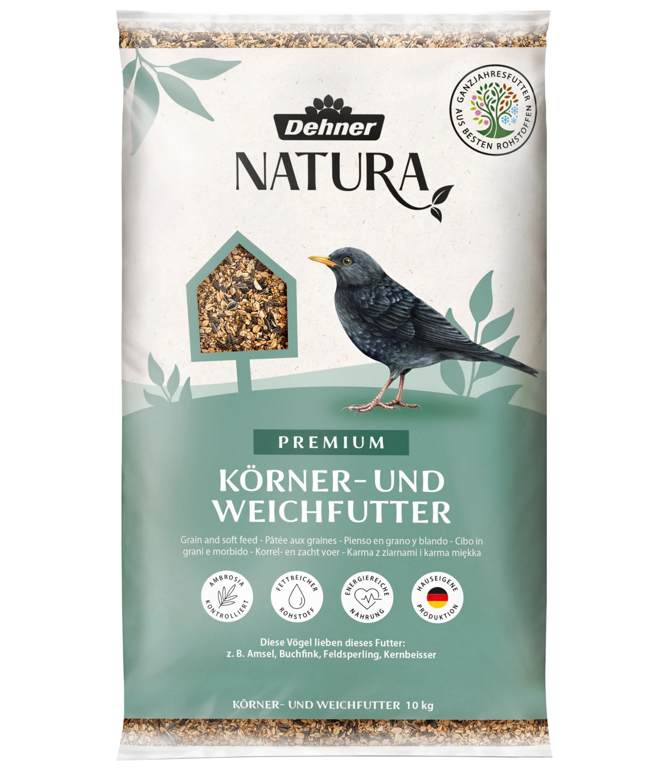 Dehner Natura Premium Mangime per Uccelli Selvatici, Cereali e mangime Morbido, 10 kg