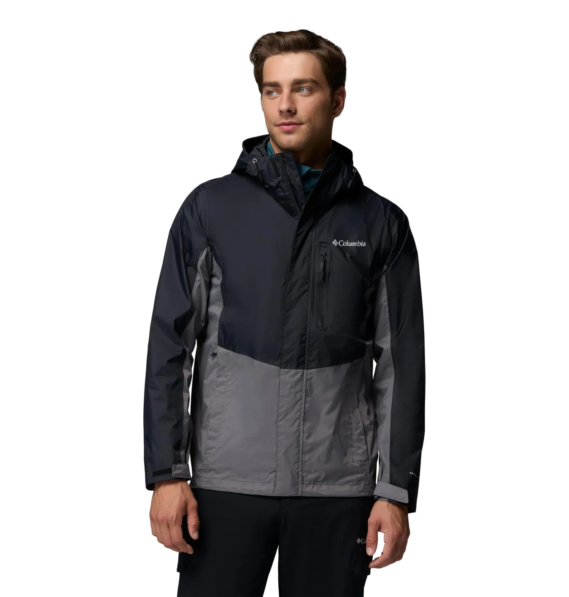 Columbia Pouring Adventure 3 Jacket, Giacca antipioggia impermeabile Uomo, Nero, Grigio Città, XL