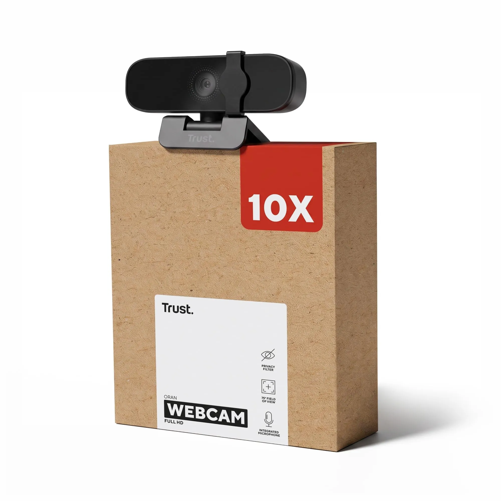 Trust 10 Pezzi Oran 1080p Webcam PC con Filtro Privacy, Fuoco Fisso, Nero