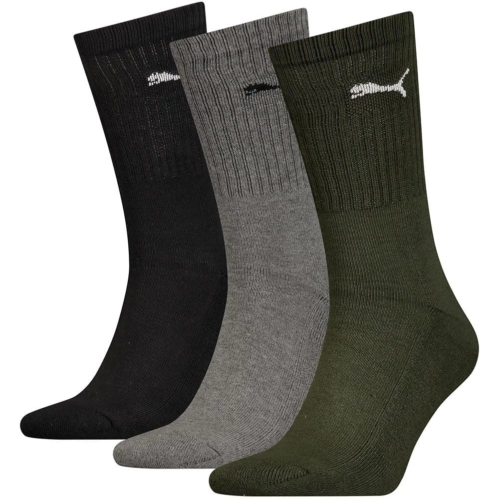 PUMA UNISEX CREW SOCK 3P, Green Combo, 47-49