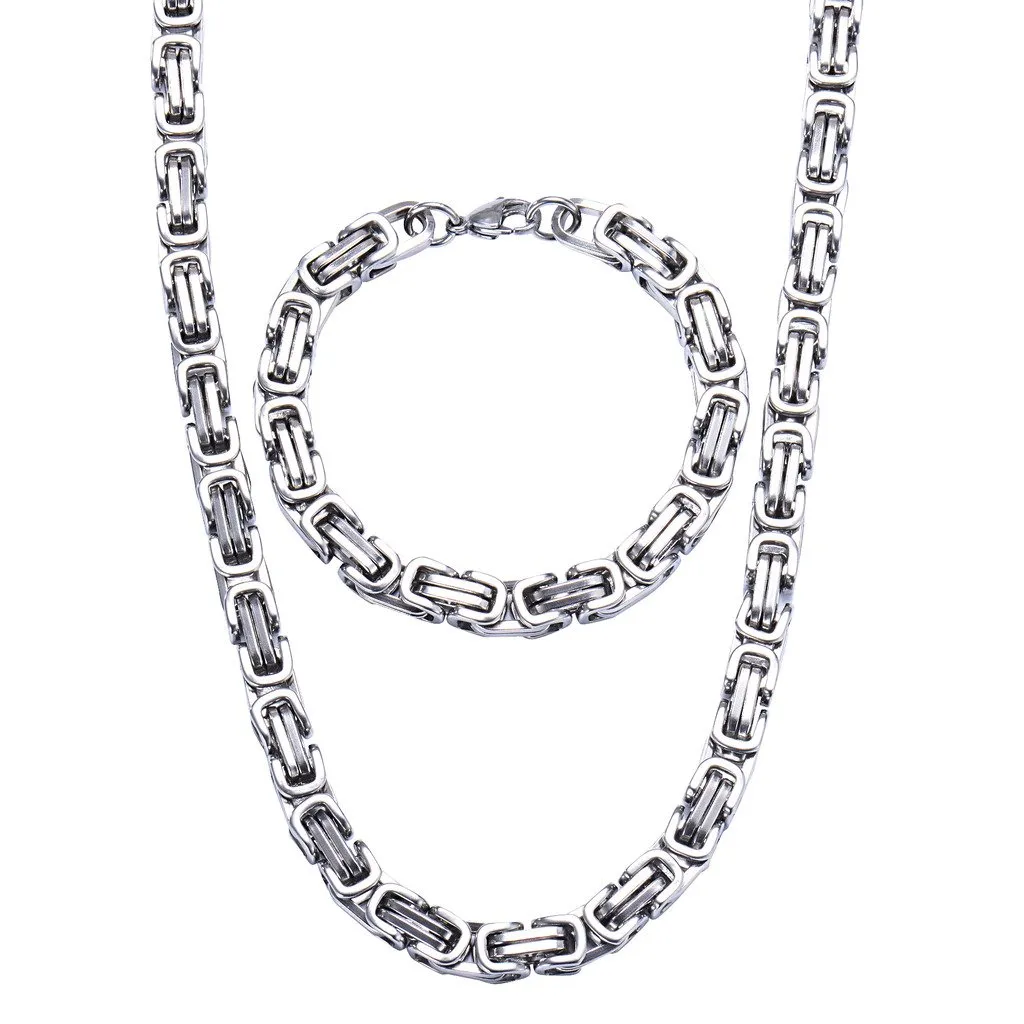 Jewow Gioielli Acciaio Inossidabile Uomo Collana Catena e Bracciale Set - 60CM Collana,21.5CM Bracciale