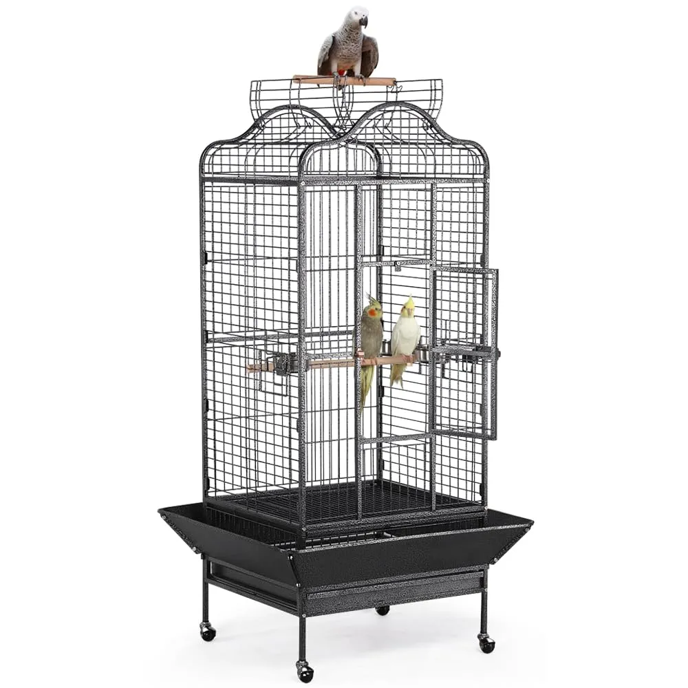 Yaheetech Gabbia Voliera Metallo per Pappagalli 81 × 77 × 160 cm, Nero