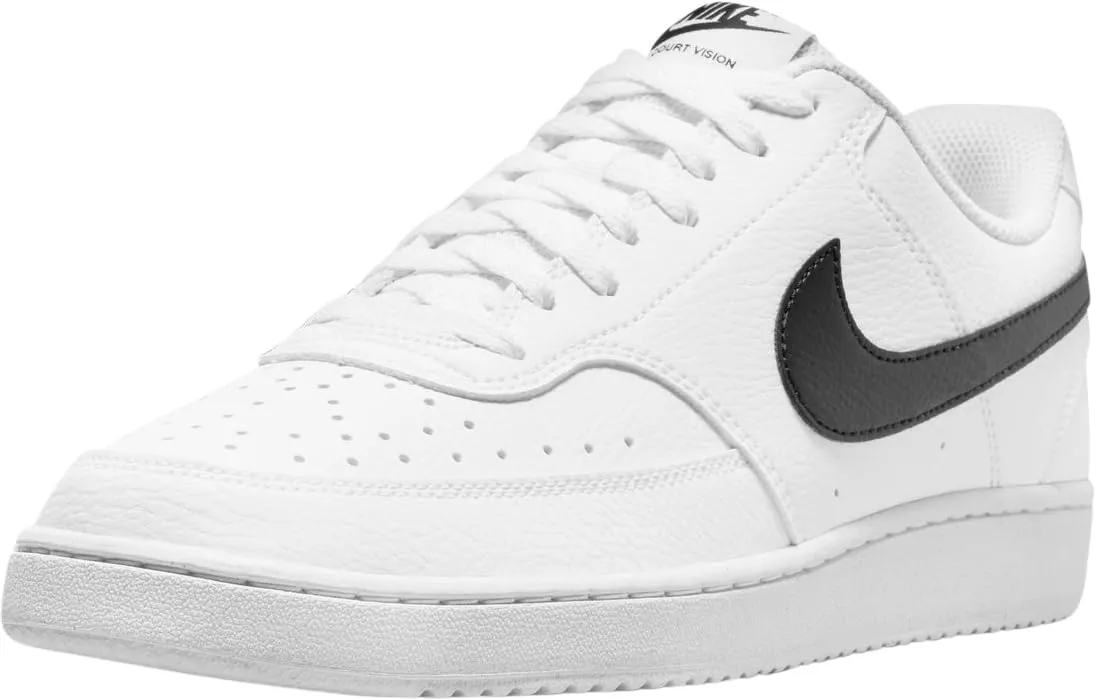 NIKE Men's Court Vision Lo Be Basketball Shoe, Bianco Nero, 7.5 UK