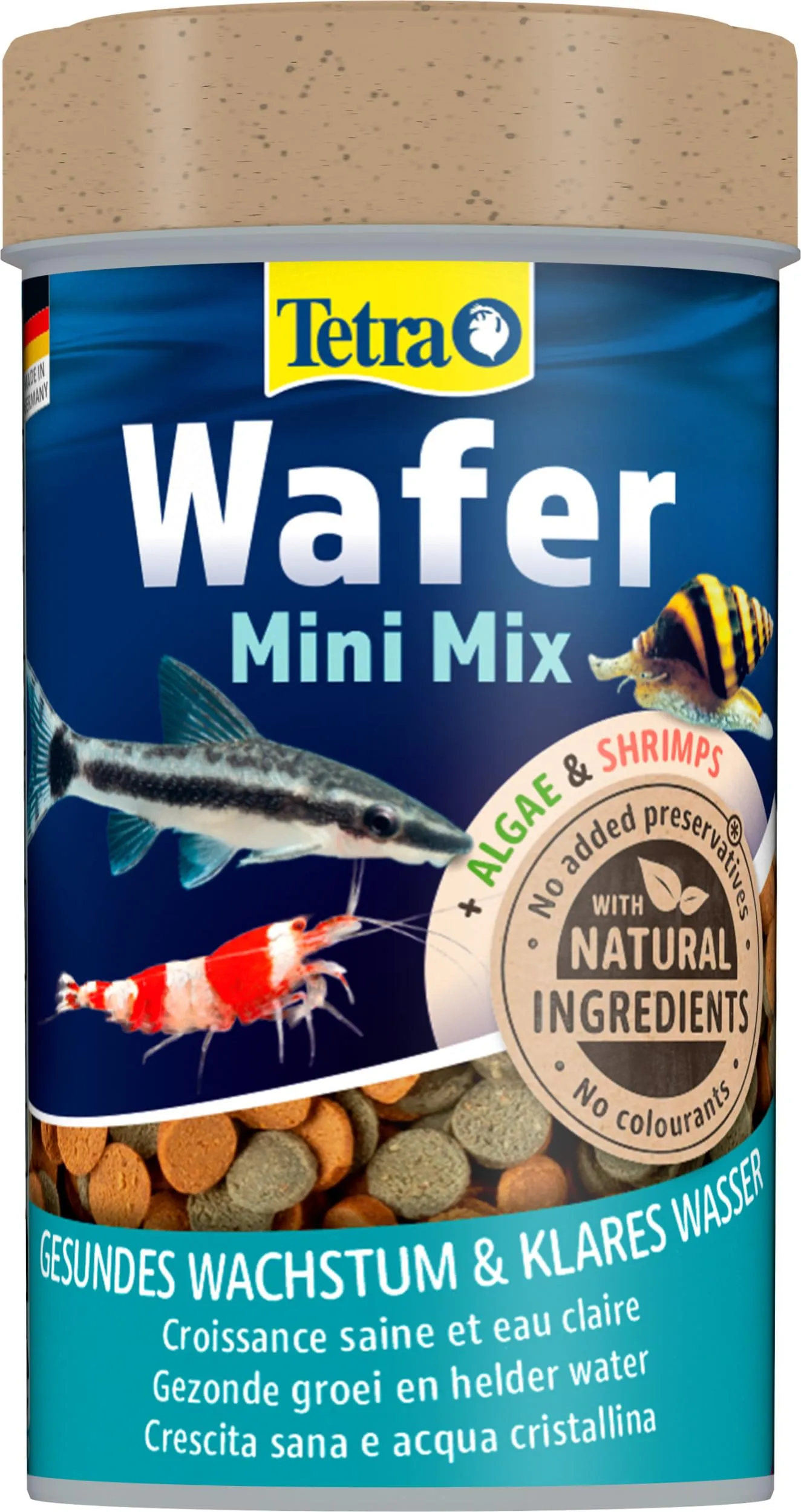 Tetra Wafer Mini Mix - Cibo per piccoli pesci da fondo (ad es pesci gatto) e crostacei, per assicurare una crescita sana e vitalità, barattolo da 100 ml