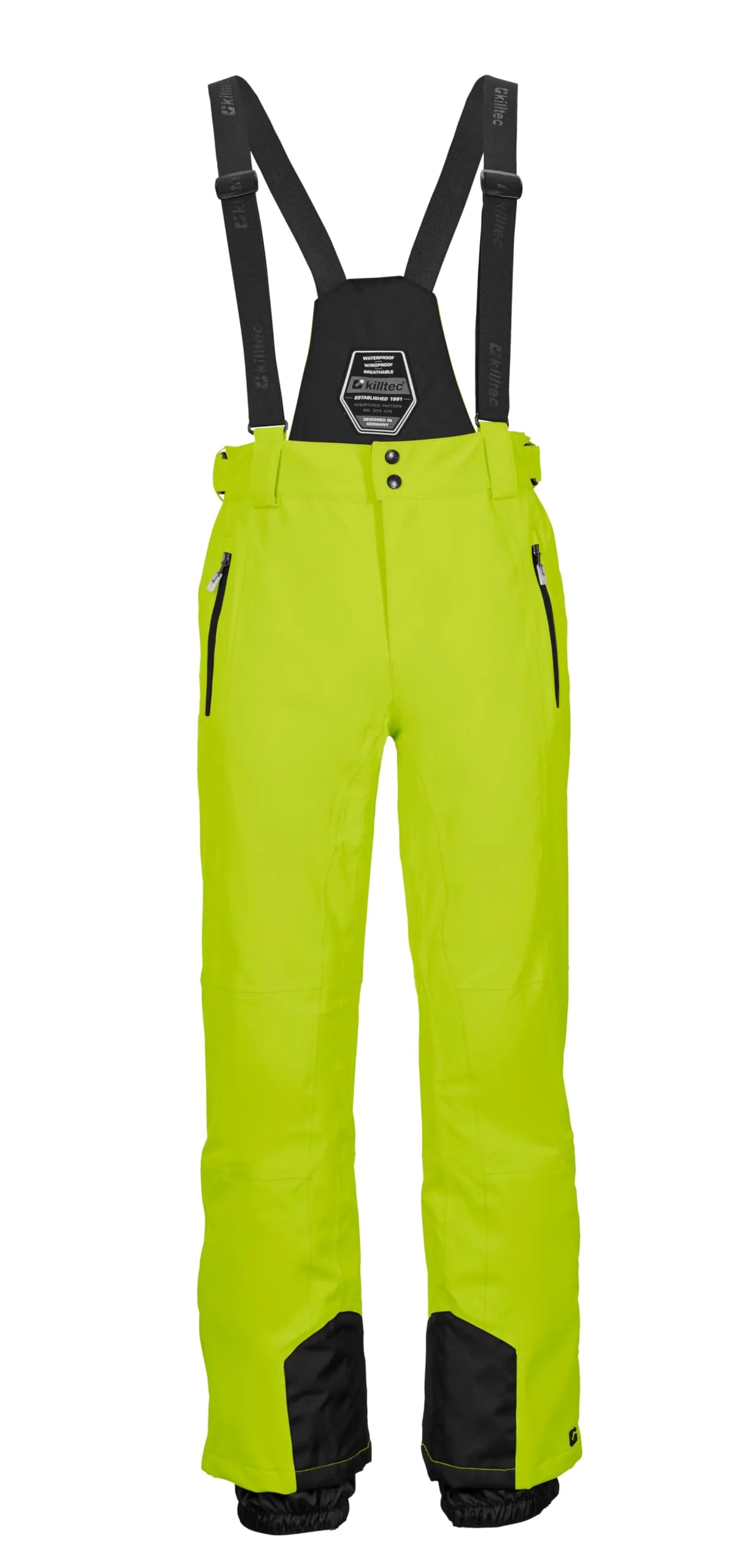 killtec Uomo Pantaloni da Sci/Funzionali con Bretelle Staccabili, paraspigoli e Protezione antineve KSW 100 ENOSH MN Ski PNTS, frühlingsgrün, L, 43431-000