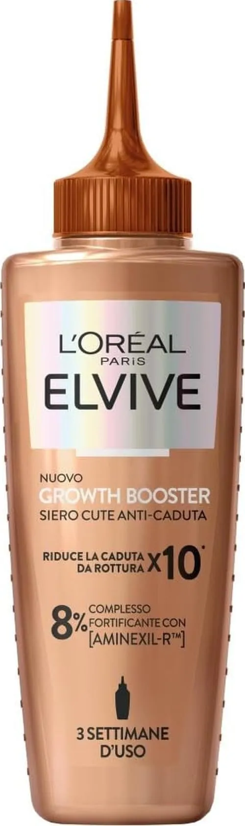 L'Oréal Paris Elvive Siero Cute Anti-Caduta, Per Capelli Tendenti alla Rottura, Rinforza i Capelli Esistenti e Ne Stimola la Crescita, Con Complesso Fortificante Aminexil-R, Growth Booster, 102 ml