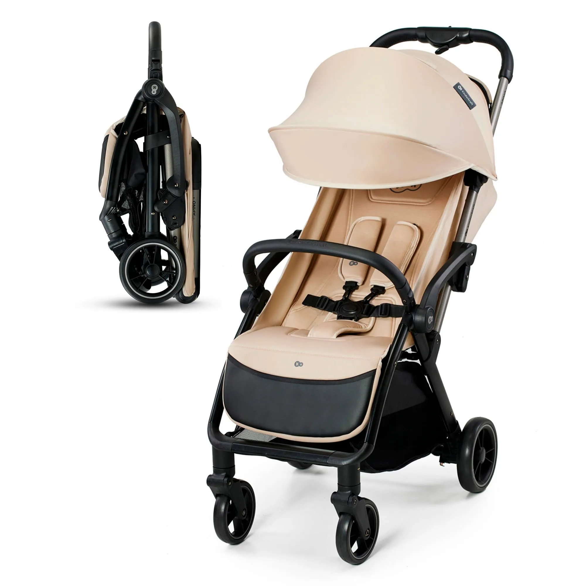 Kinderkraft APINO, Passeggino leggero, chiusura automatica, 7,5 kg, Beige
