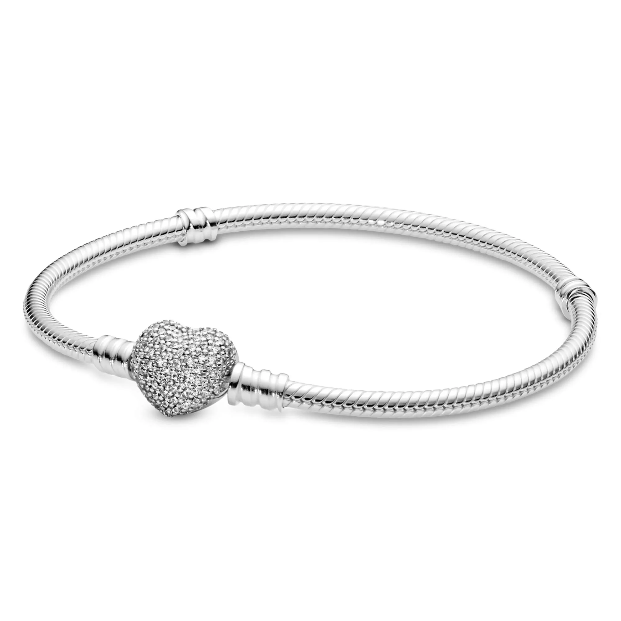 PANDORA Icons Bracciale in argento con chiusura a forma di cuore e zirconi cubici, 23