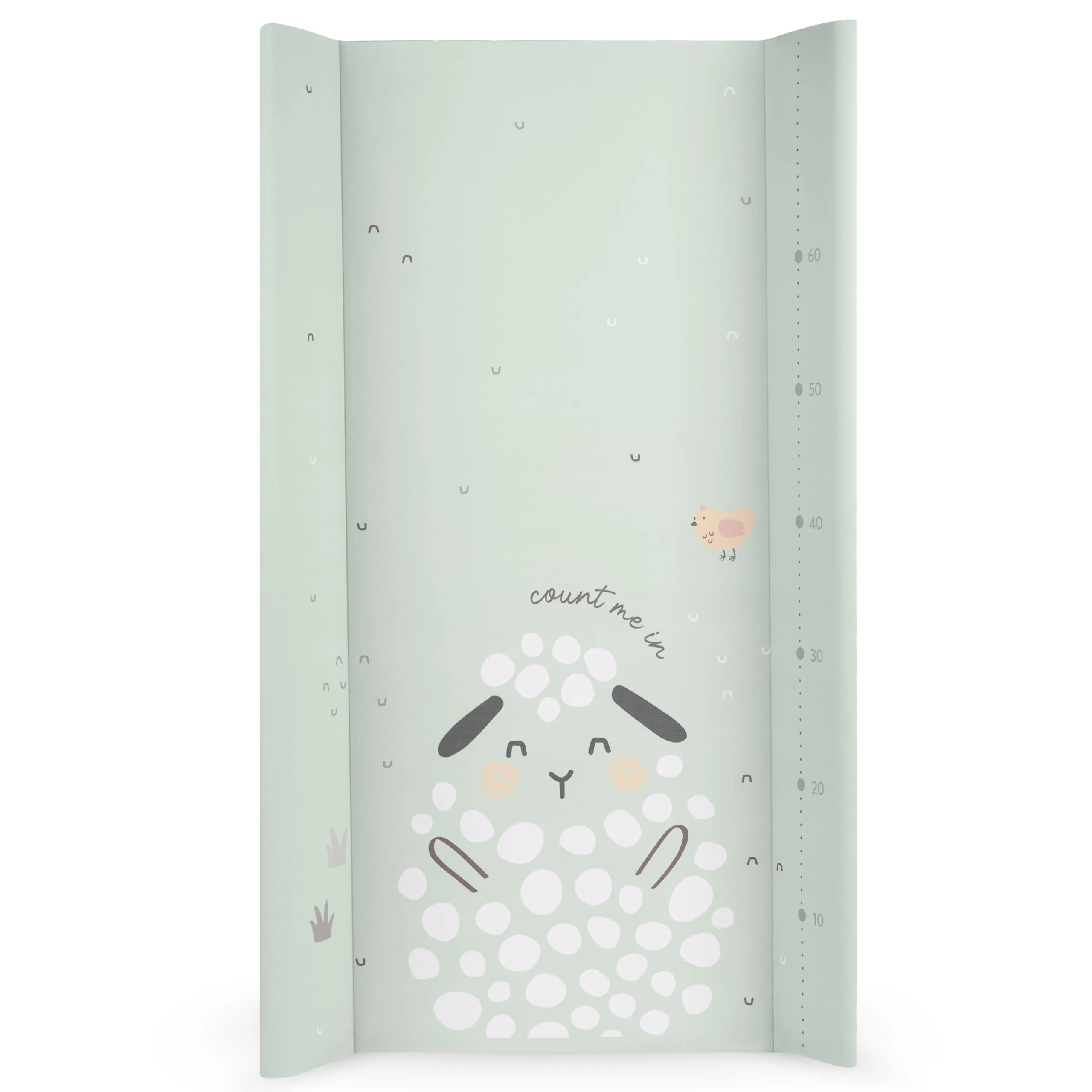 KikkaBoo Fasciatoio Portatile Neonato 80x50 cm SLEEPY SHEEP, Materassino Fasciatoio Impermeabile e Morbido in PVC, Verde