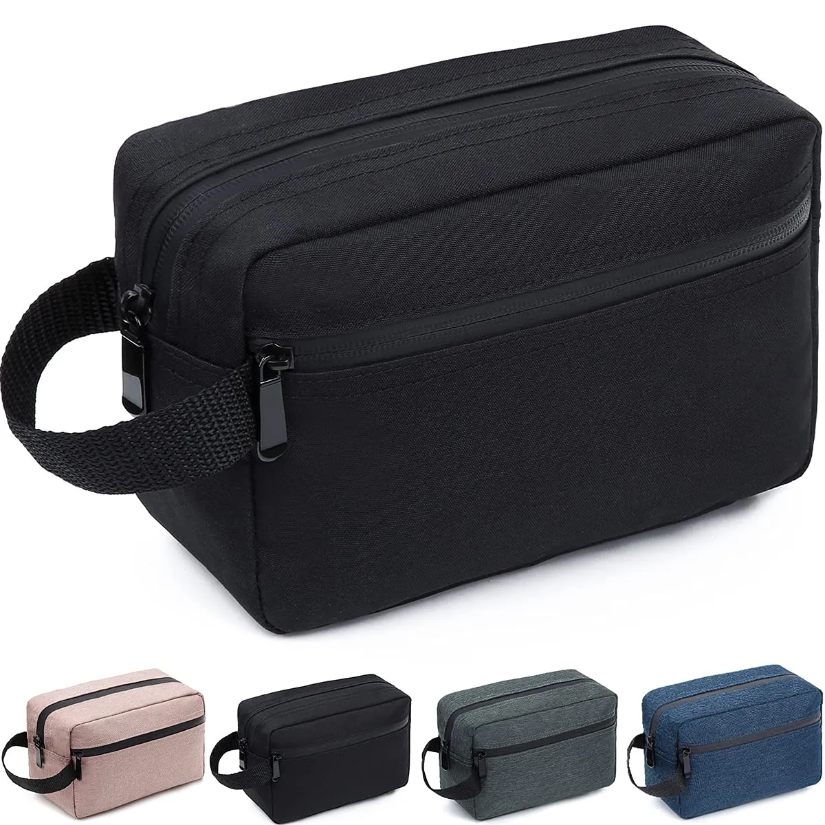 FUNSEED Beauty case da viaggio per donne e uomini, borsa da barba per accessori da toeletta, borse pieghevoli con manico per cosmetici, pennelli e strumenti, Nero