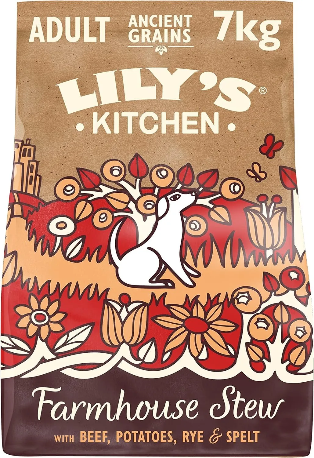 Lily's Kitchen Preparato con ingredienti naturali Cibo secco per cani adulti Stufato di manzo con grani antichi Sacco da 7kg