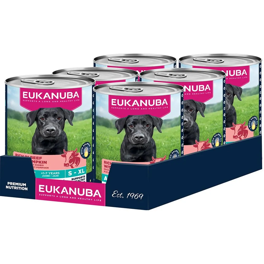 EUKANUBA Cibo umido cani adulti con manzo e zucca, 6 x 400 g