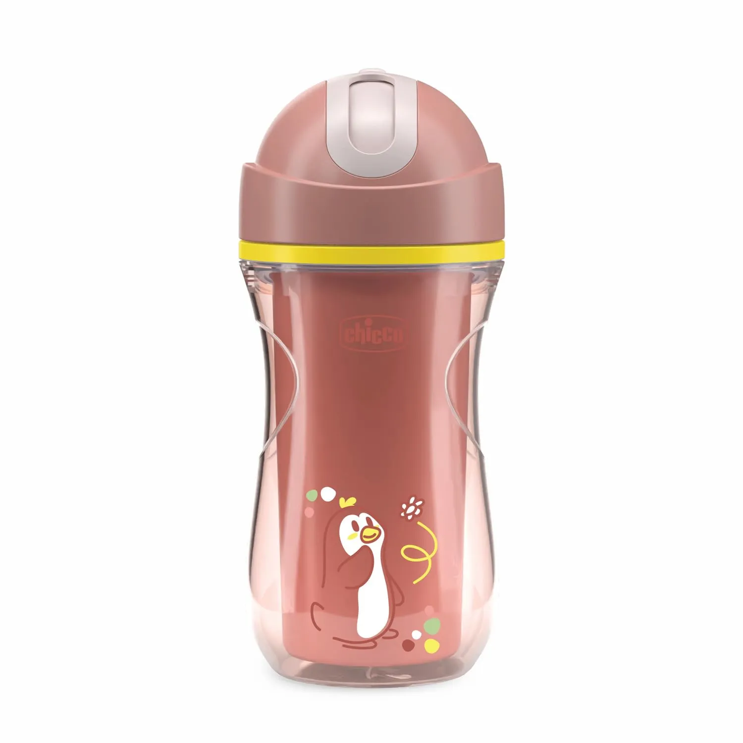 Chicco Sport Cup Bicchiere Antigoccia in Silicone per Bambini 14+ Mesi, 266 ml, Tazza Biberon Termica per Imparare a Bere, con Cannuccia Flessibile Resistente ai Morsi, Senza BPA, Rosa