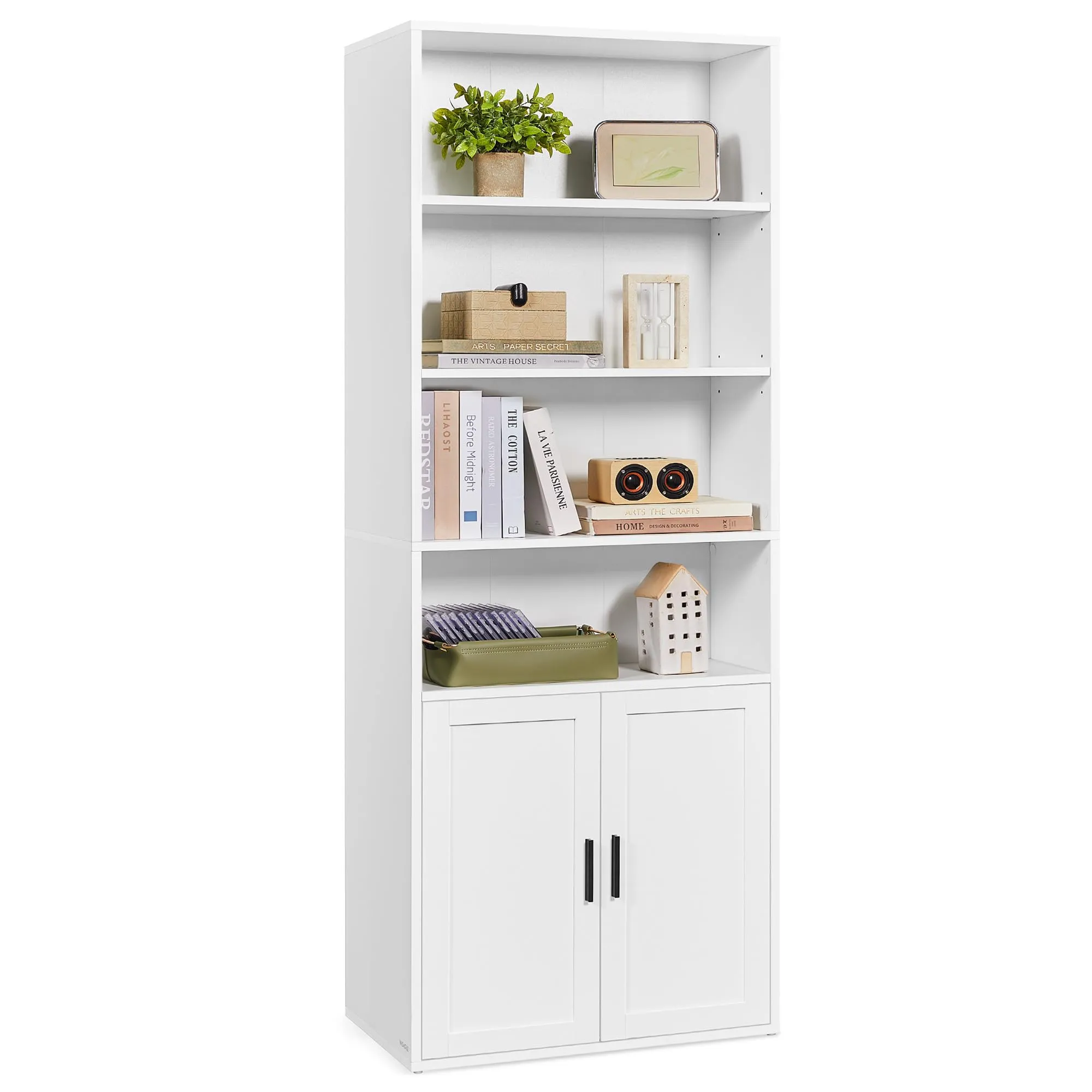 VASAGLE Libreria con Ante, 60,1 x 24,1 x 174,5 cm