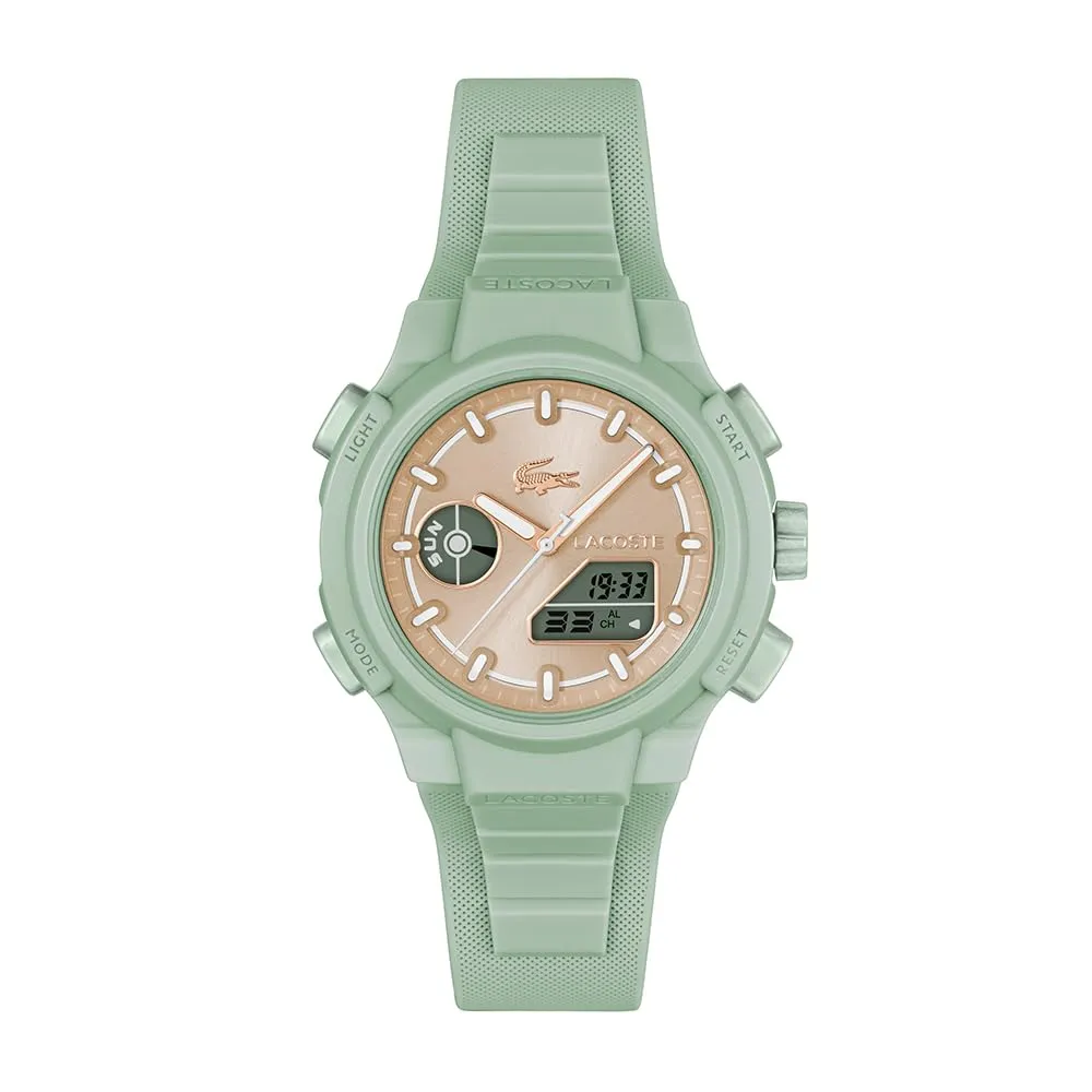 Lacoste Orologio Quarzo Multifunzione Analogico-Digitale da Donna Collezione LC33 con Cinturino in Silicone Verde - 2001433