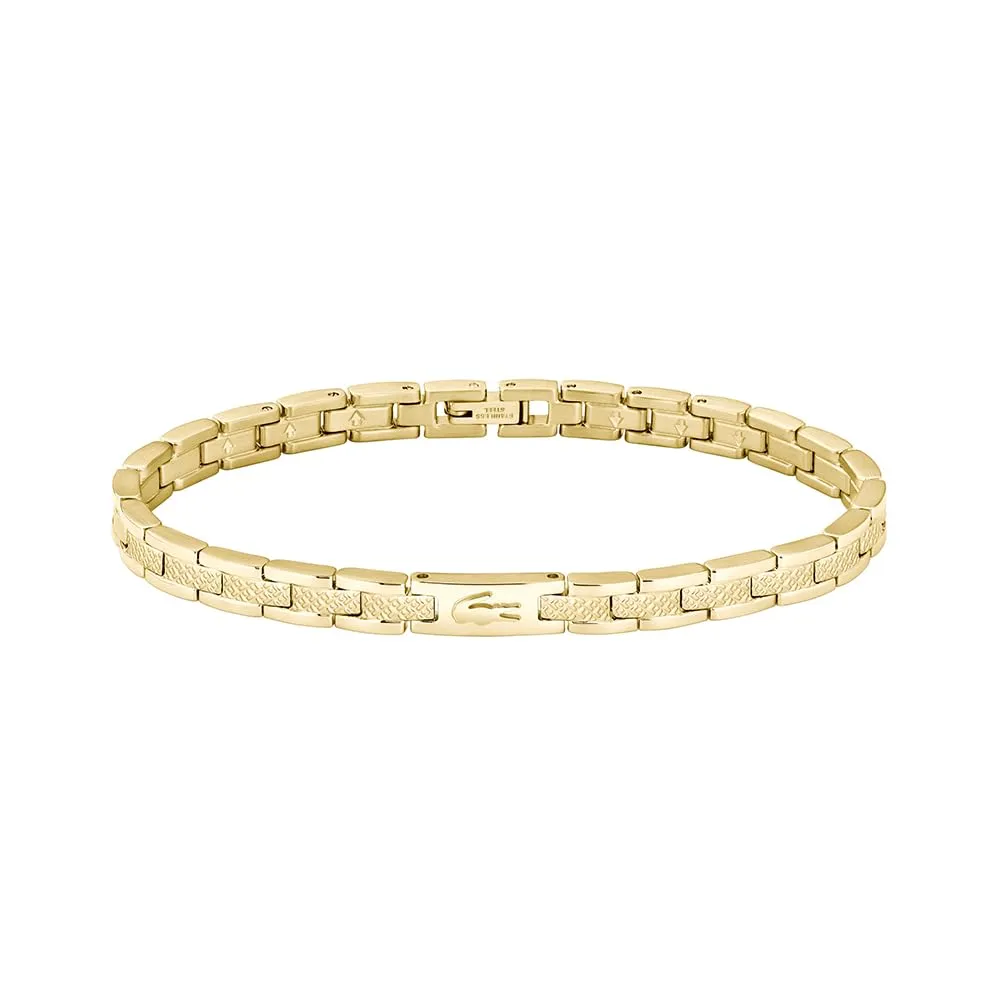 Lacoste Bracciale a Maglie da Donna Collezione METROPOLE in Oro Giallo con Petit Piqué Inciso - 2040465
