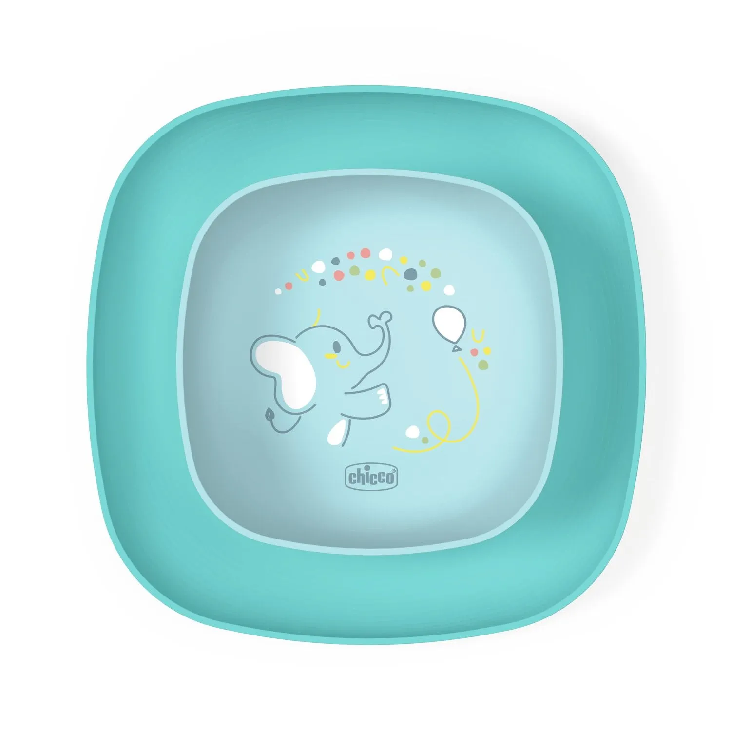 Chicco Set Piatti Bambini, Set Pappa Svezzamento con 1 Piatto Piano e 1 Ciotola, 2 Pezzi, Set piatti impilabili, Ciotola Svezzamento, Riutilizzabili, Piatto Prima Pappa, salvaspazio, 12+ Mesi, Azzurro