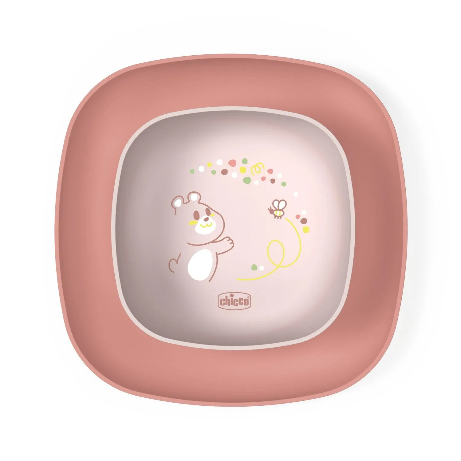 Chicco Set Piatti Bambini, Set Pappa Svezzamento con 1 Piatto Piano e 1 Ciotola, 2 Pezzi, Set piatti impilabili, Ciotola Svezzamento, Riutilizzabili, Piatto Prima Pappa, salvaspazio, 12+ Mesi, Rosa
