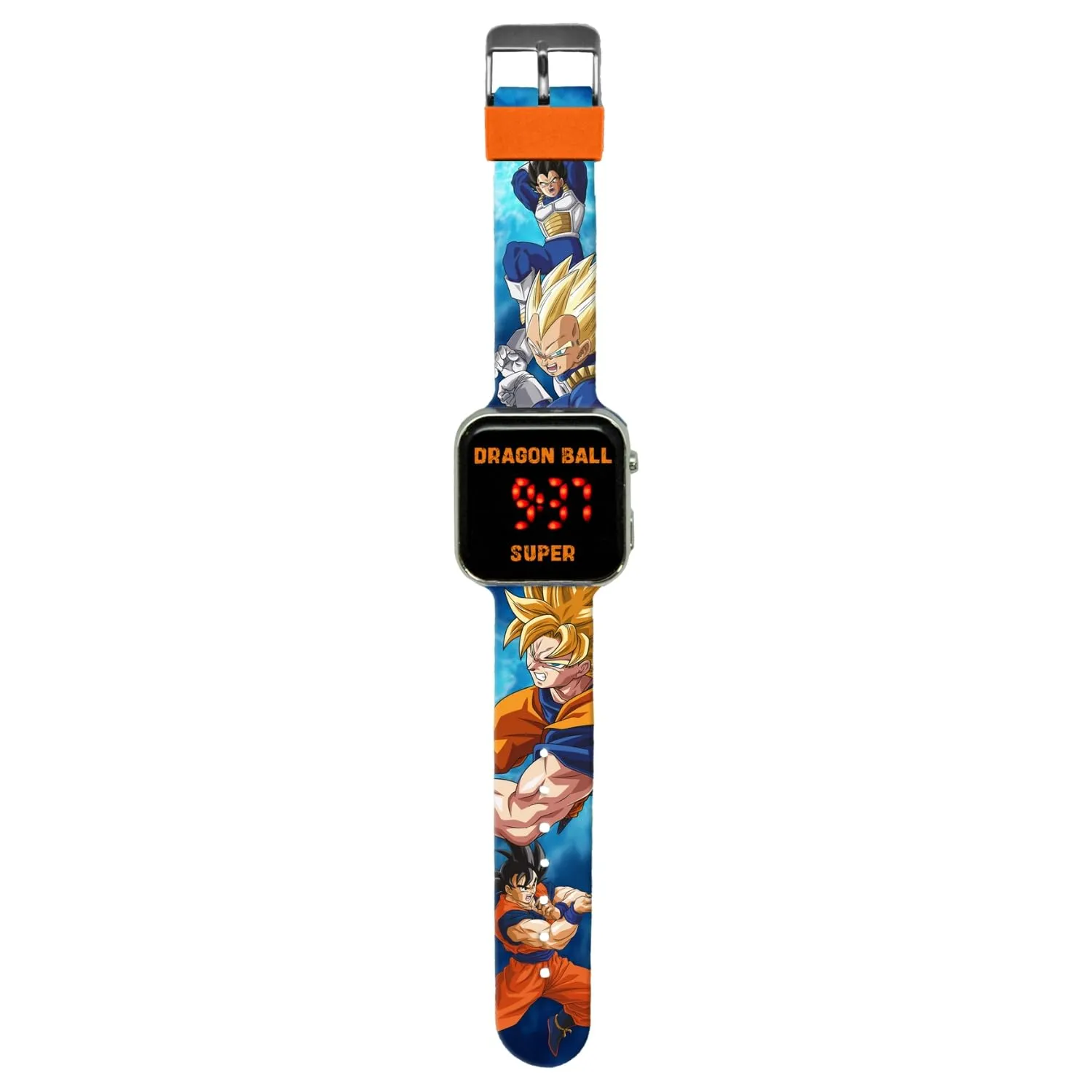 Kids Licensing - Orologio digitale a LED per bambini e bambine con personaggi, ha funzioni di ora, data e cinturino regolabile, Dragon Ball blu, Dragon Ball blu