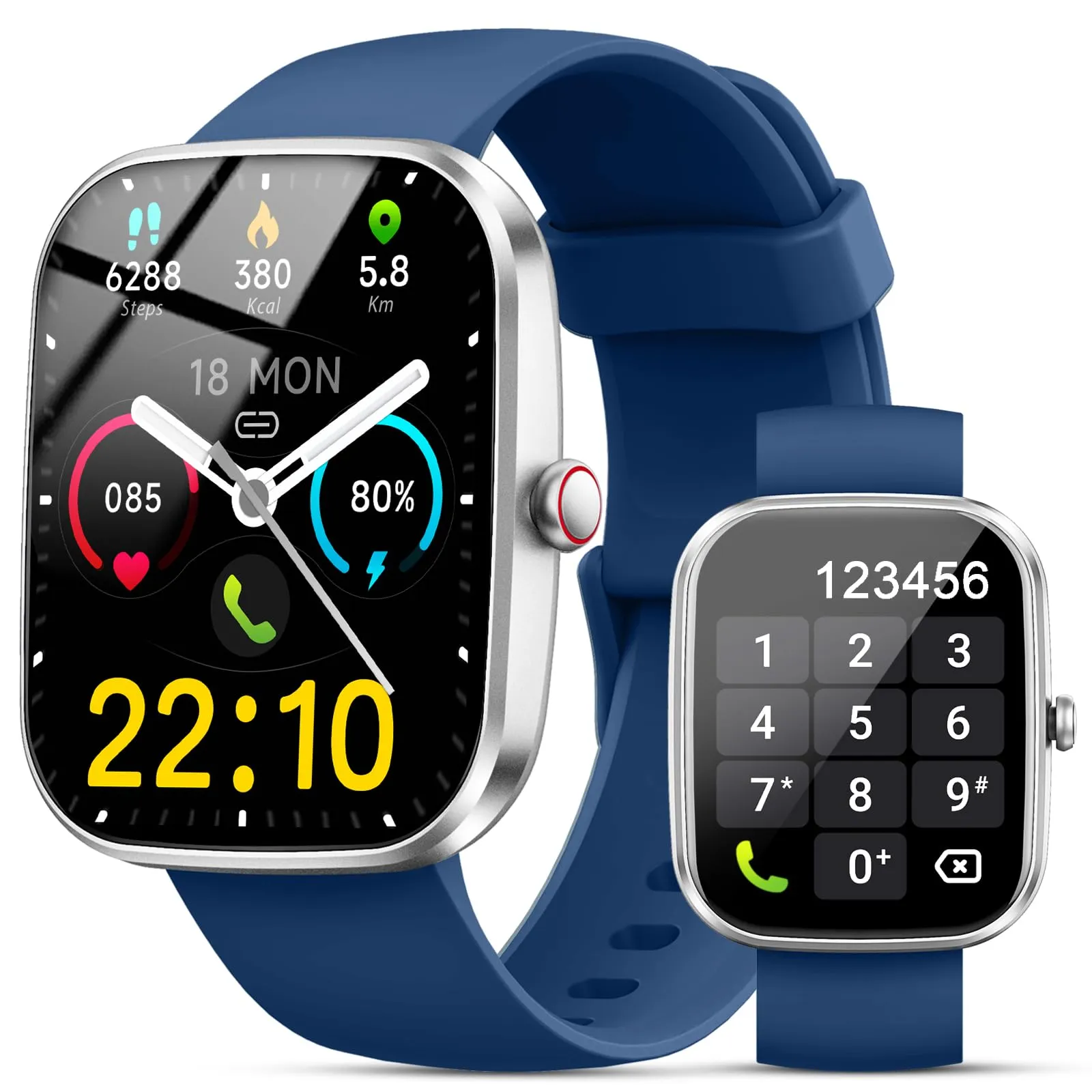 Matast Orologio intelligente per uomo e donna, 1,91" con chiamate Bluetooth e notifica WhatsApp, cardiofrequenzimetro, IP68, braccialetto di attività con 100 modalità sportive