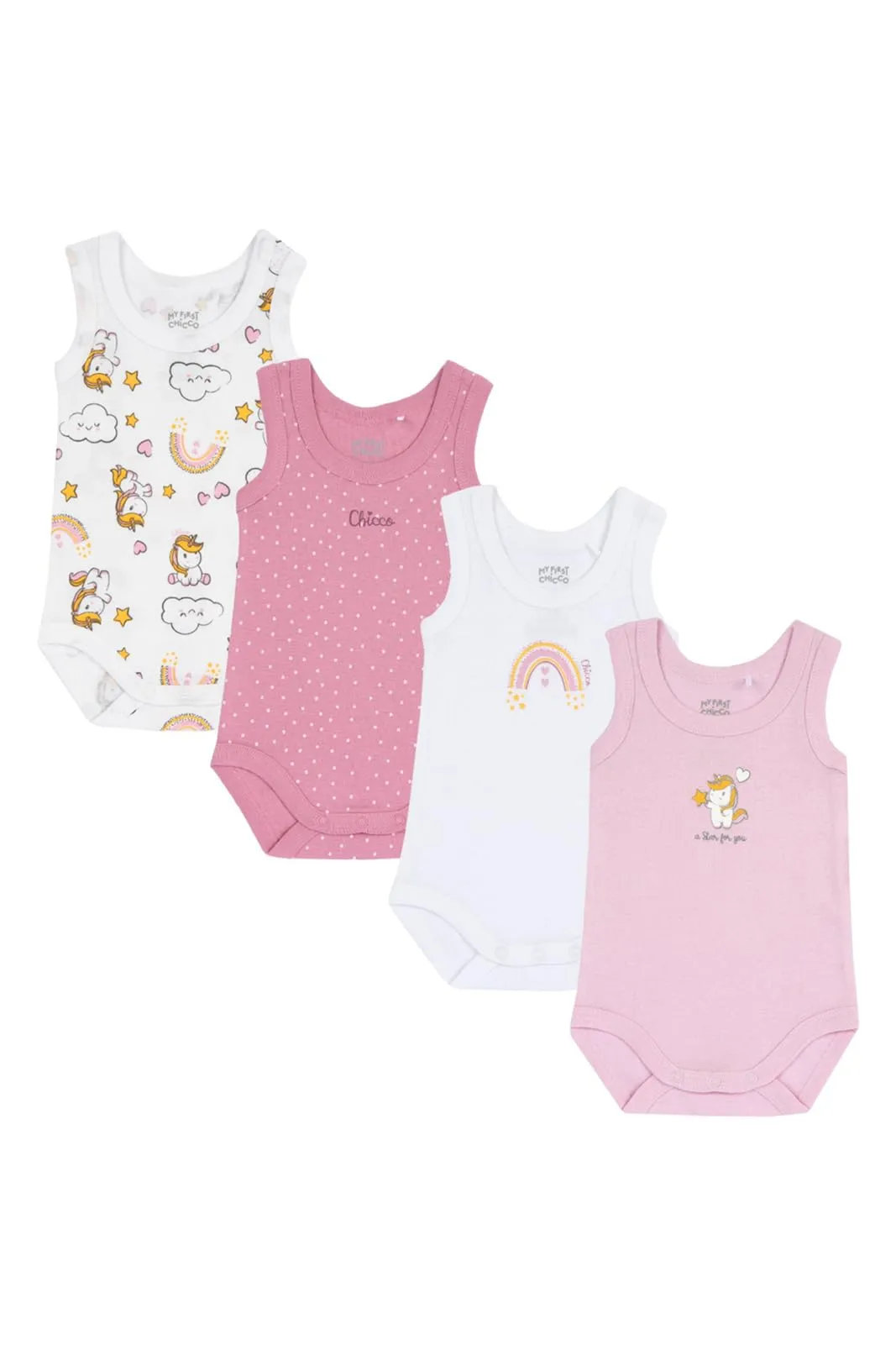 Chicco Bimbo 0-24 Set di 4 Body a Maniche Corte