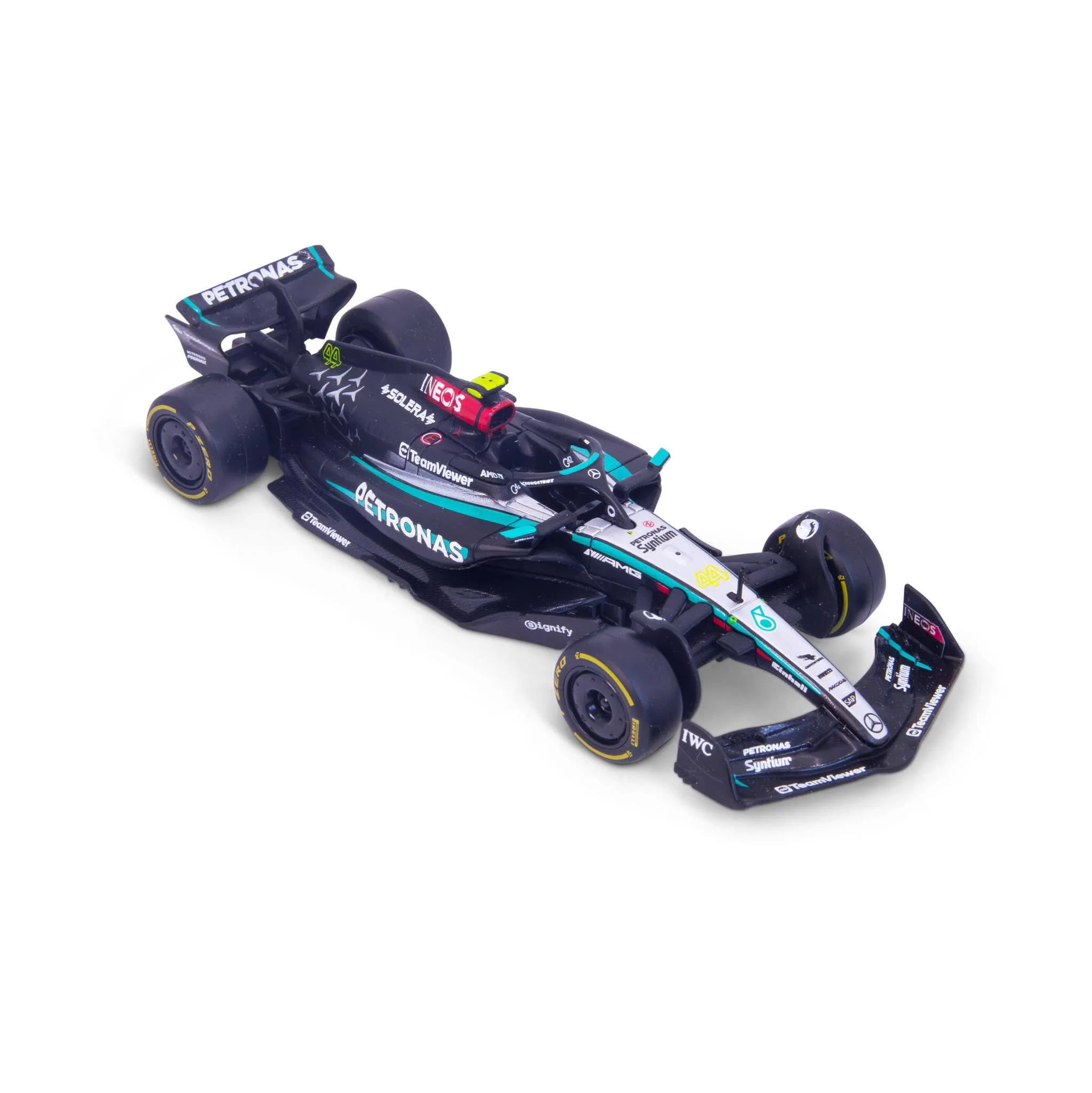 Bburago - F1 Mercedes-AMG W16 2025#63 Russell, Auto Diecast in Scala 1:43 con Dettagli Autentici, Replica F1 Mercedes, Livrea Argento/Nera, Licenza Ufficiale, Età Consigliata 3+ Anni