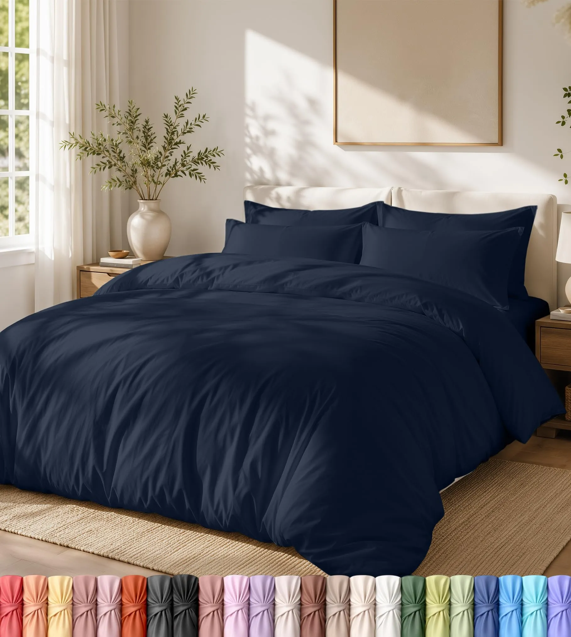 Utopia Bedding Set copripiumino leggero con federe da 50 x 65 cm e 220 x 220 cm, in morbida microfibra di poliestere (blu navy)
