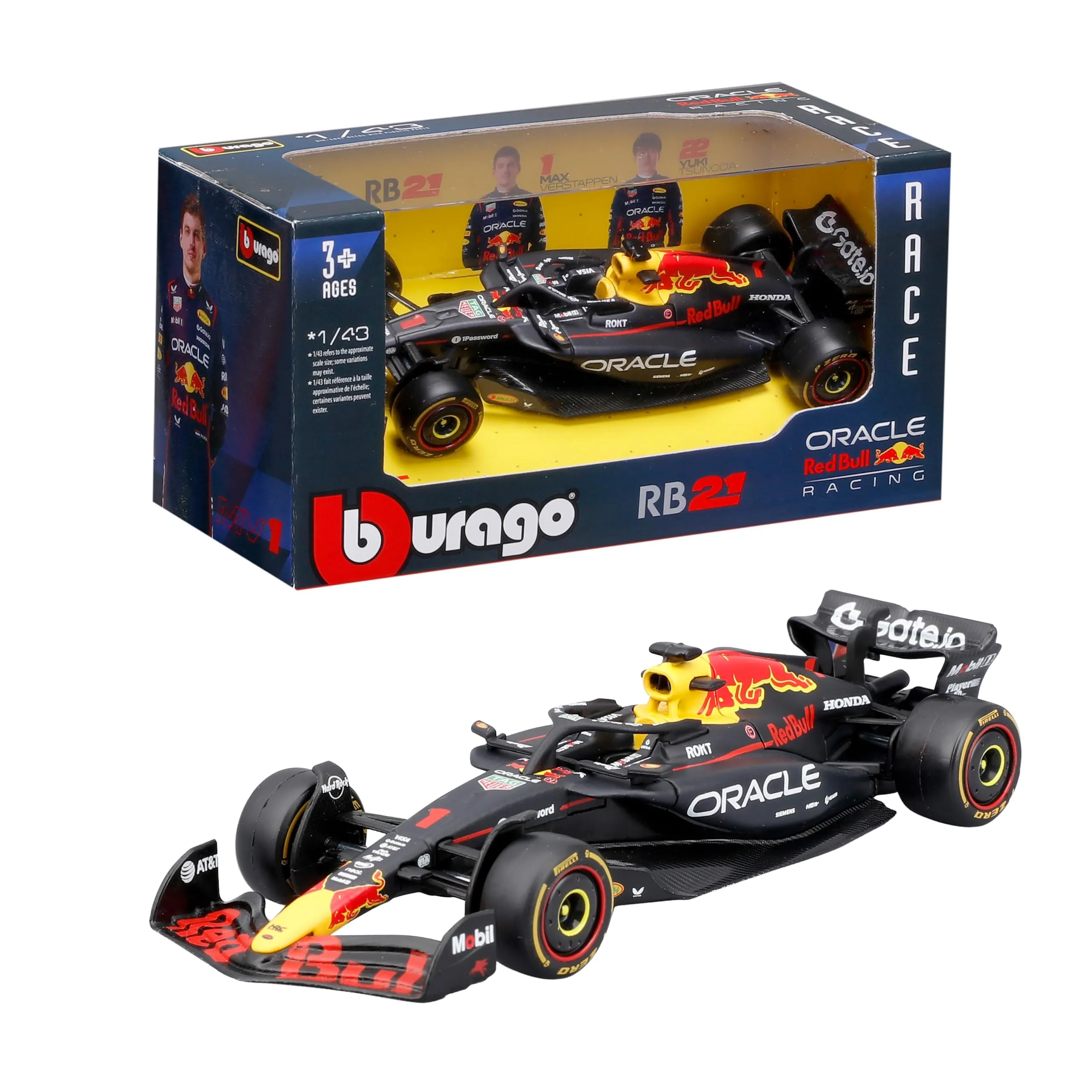 Bburago - F1 Red Bull Racing RB21 2025#1 Verstappen, Auto Diecast in Scala 1:43 con Dettagli Autentici, Replica F1, Livrea Ufficiale, Licenza Red Bull Racing, Età Consigliata 3+ Anni