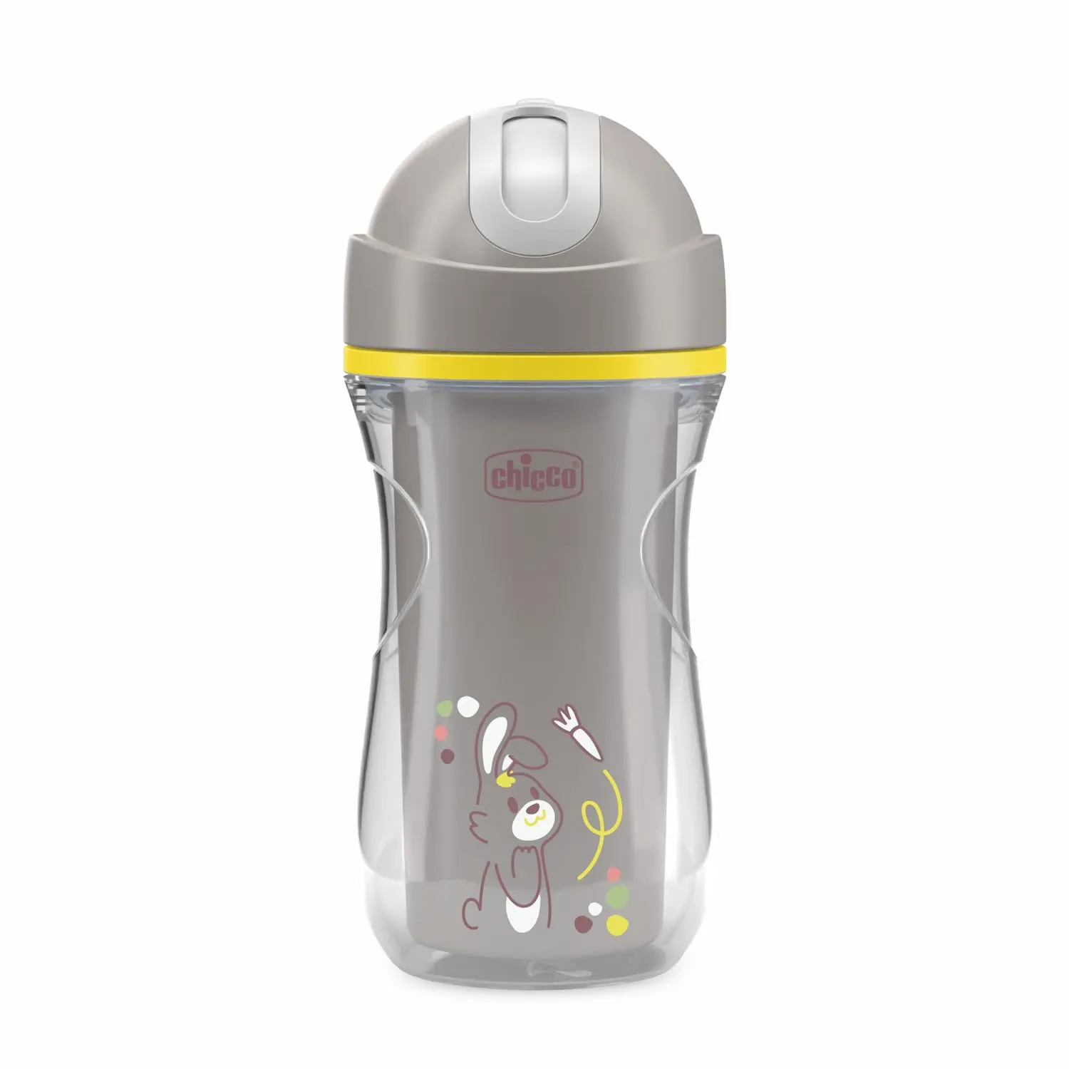 Chicco Sport Cup Bicchiere Antigoccia in Silicone per Bambini 14+ Mesi, 266 ml, Tazza Biberon Termica per Imparare a Bere, con Cannuccia Flessibile Resistente ai Morsi, Senza BPA, Grigio