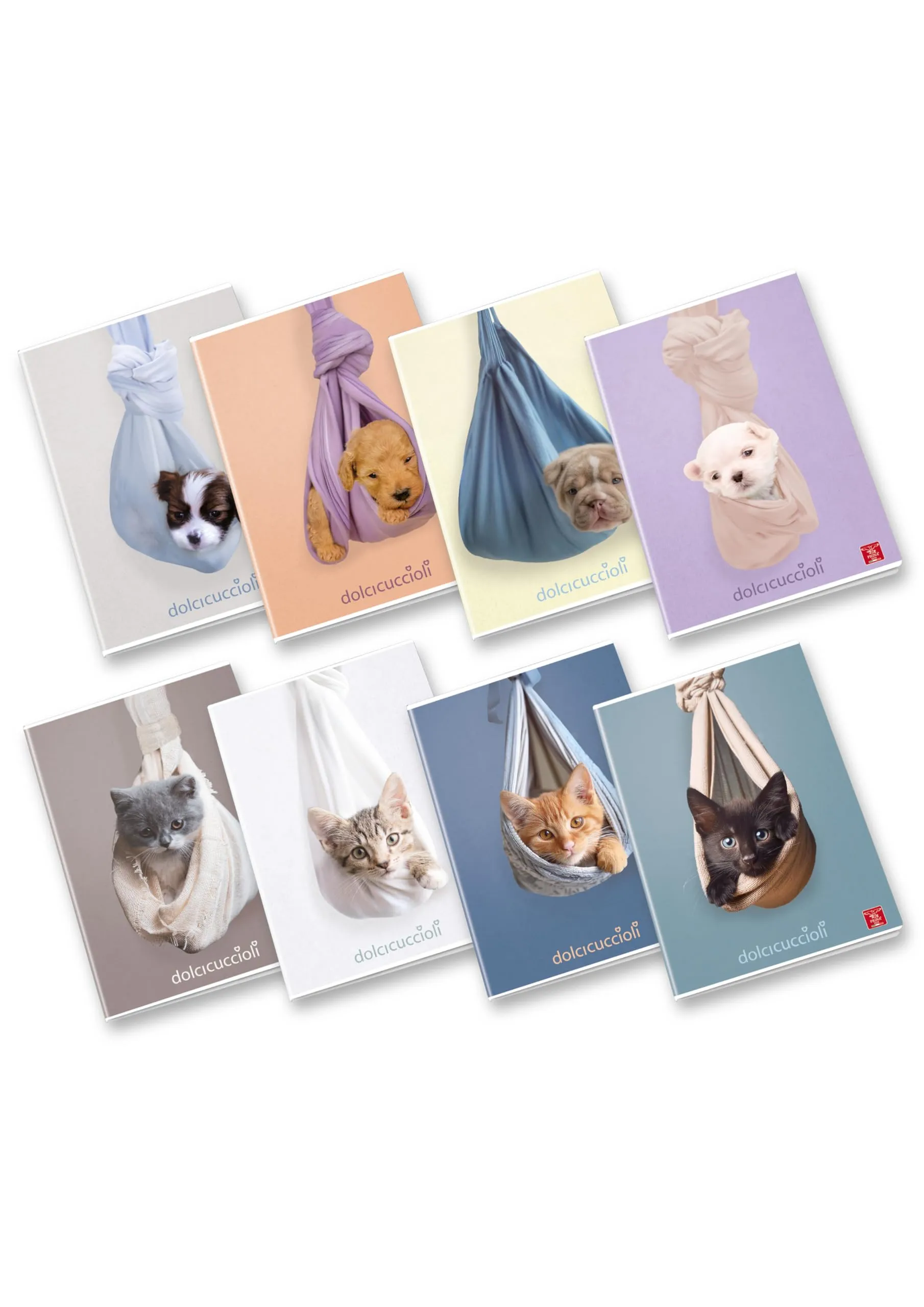 Pigna, Maxi Quaderno Dolci Cuccioli, f.to A4 21x29,7 cm., pagine 80 + risguardo, carta 80 g/m², interno 0Q, Quadretti 5 mm con Margine, Copertine Assortite, 10 pezzi
