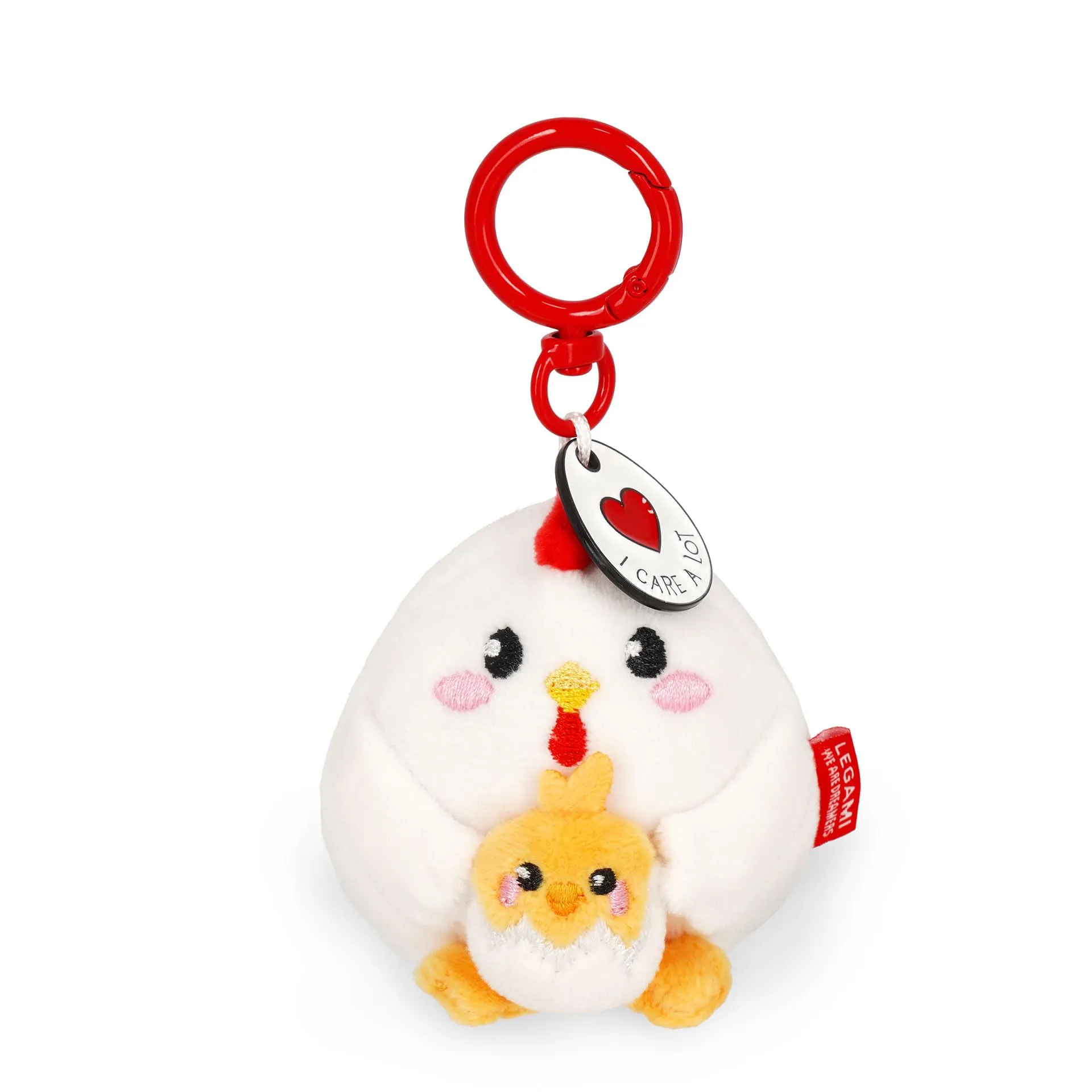 Legami - Portachiavi Super Soft! a Tema hen, Portachiavi di Peluche, Ciondolo con Messaggio Inciso e Moschettone in Zinco, 7x11 cm