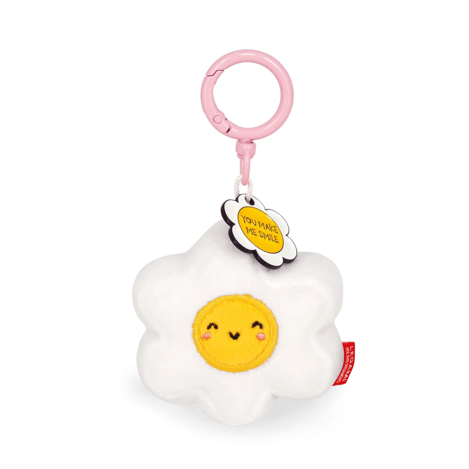Legami - Portachiavi Super Soft! a Tema Daisy, Portachiavi di Peluche, Ciondolo con Messaggio Inciso e Moschettone in Zinco, 7x11 cm