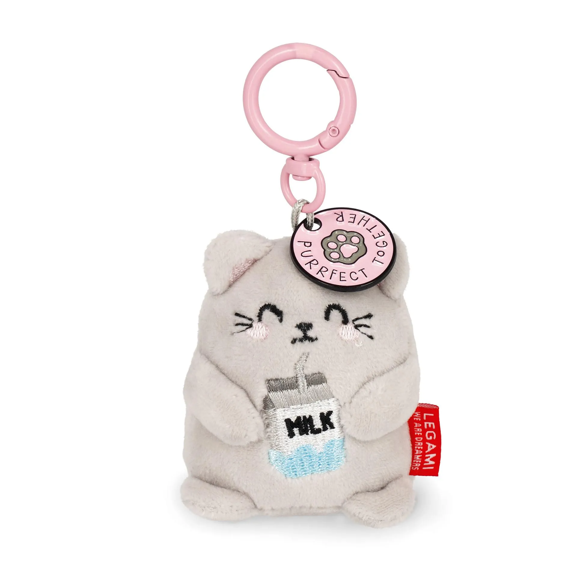 Legami - Portachiavi Super Soft! a Tema Kitty, Portachiavi di Peluche, Ciondolo con Messaggio Inciso e Moschettone in Zinco, 7x11 cm