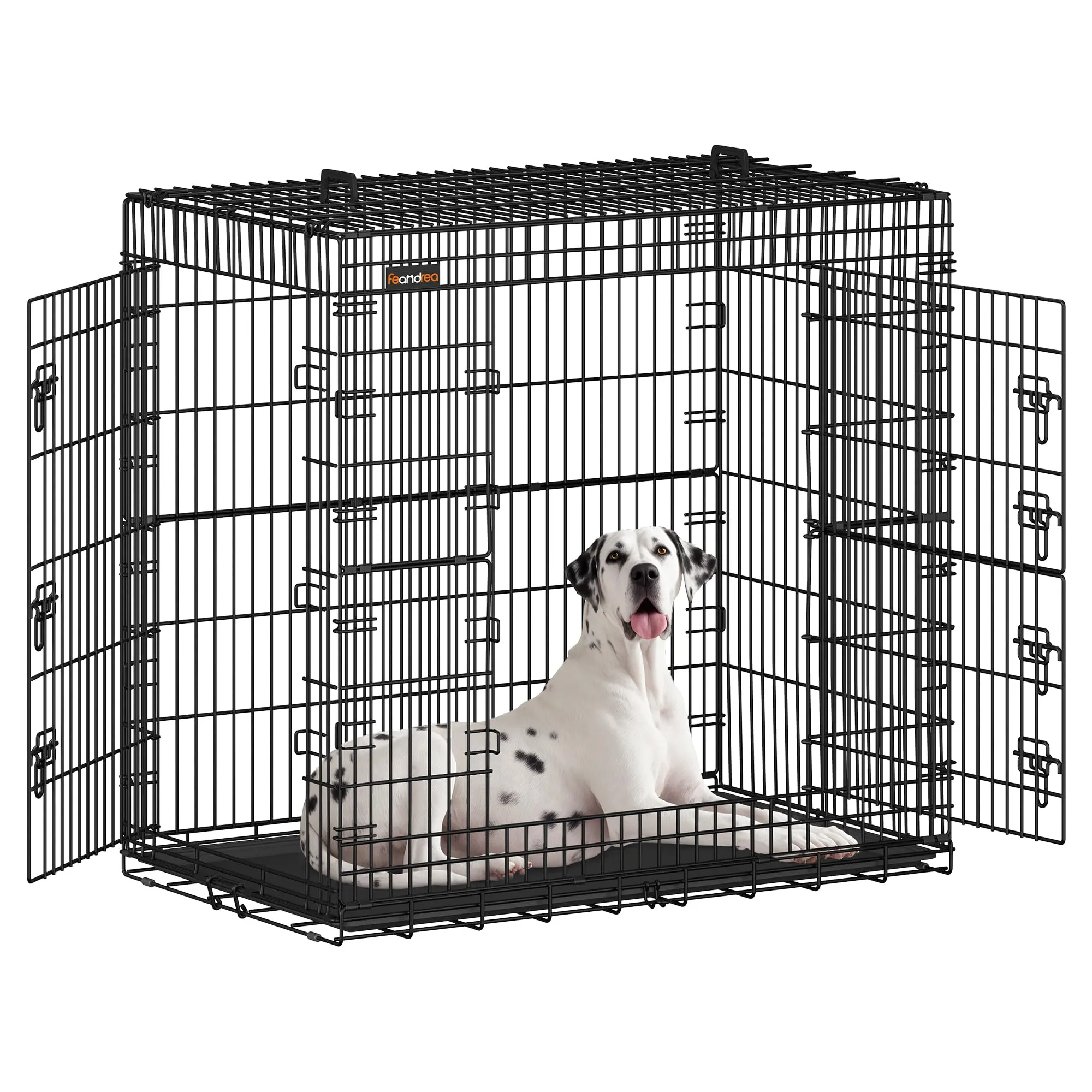 Feandrea Gabbia per Cani Pieghevole, con 2 Porte, 119 x 74 x 114 cm