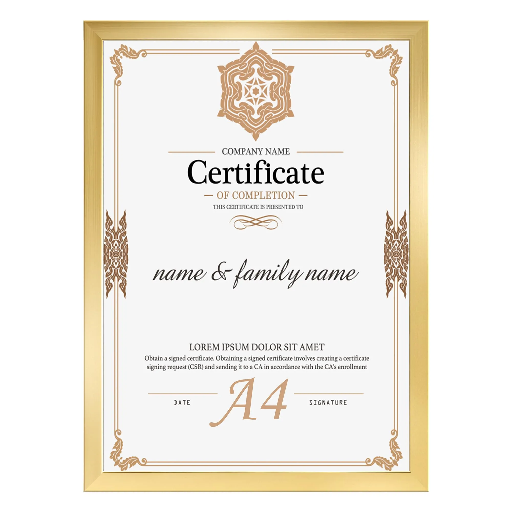 Ditwis Cornice A4 Oro, per 21x29,7 cm Certificati, Foto, Disegni dei bambini e Documenti, per Pareti e Tavoli, Portafoto Adatta per Soggiorno, Camera da Letto e Ufficio