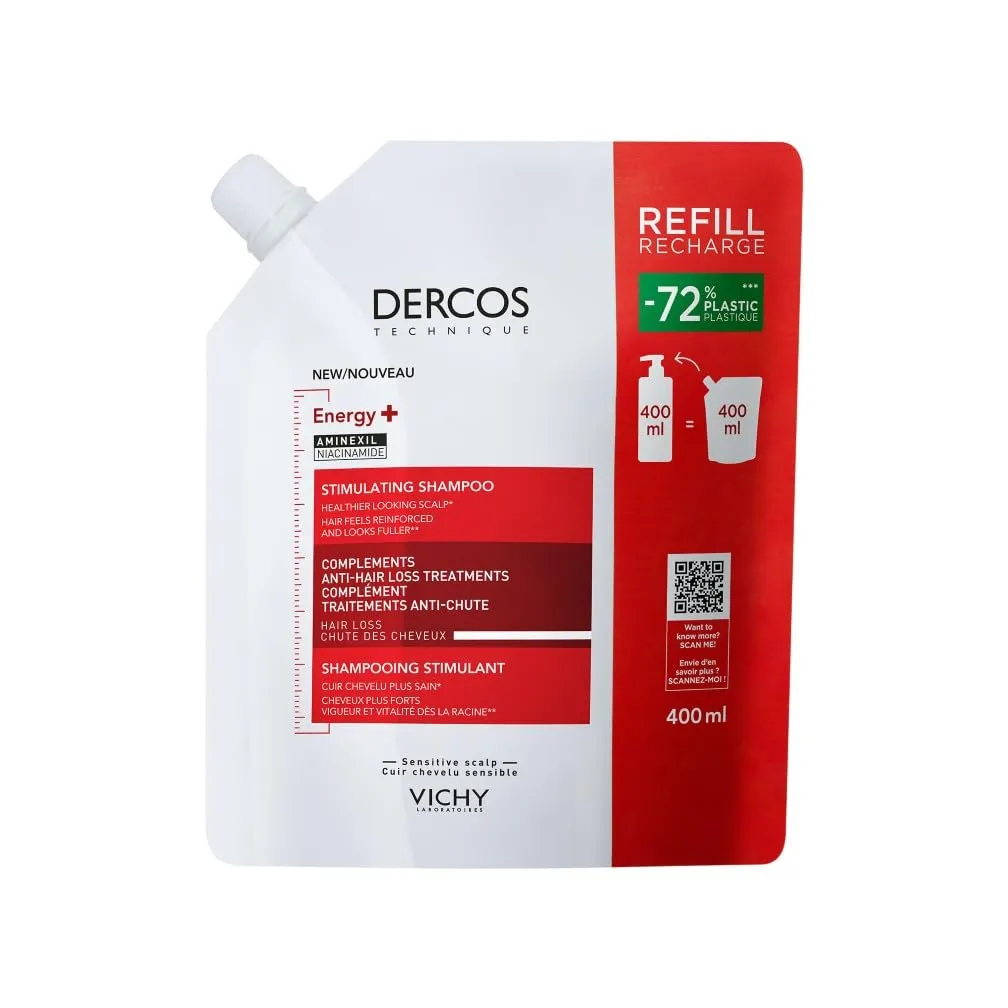 Vichy Dercos, Shampoo Energizzante Eco-Ricarica, Azione Anti-Caduta, 400 ml