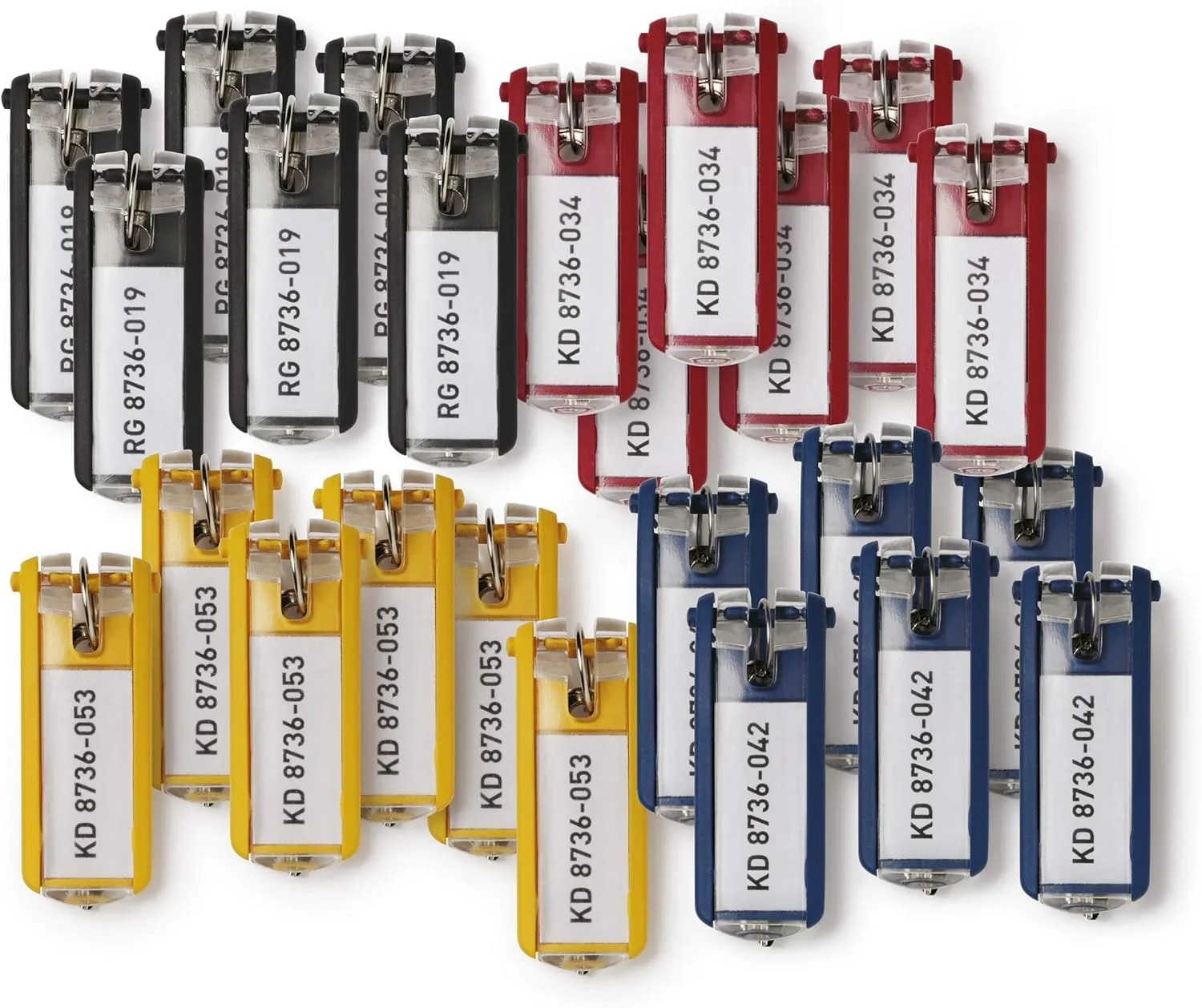 Durable 194927 PortaChiavi Key Clip, con Porta Etichetta Facile da Aprire, 24 Pezzi, Colori Assortiti