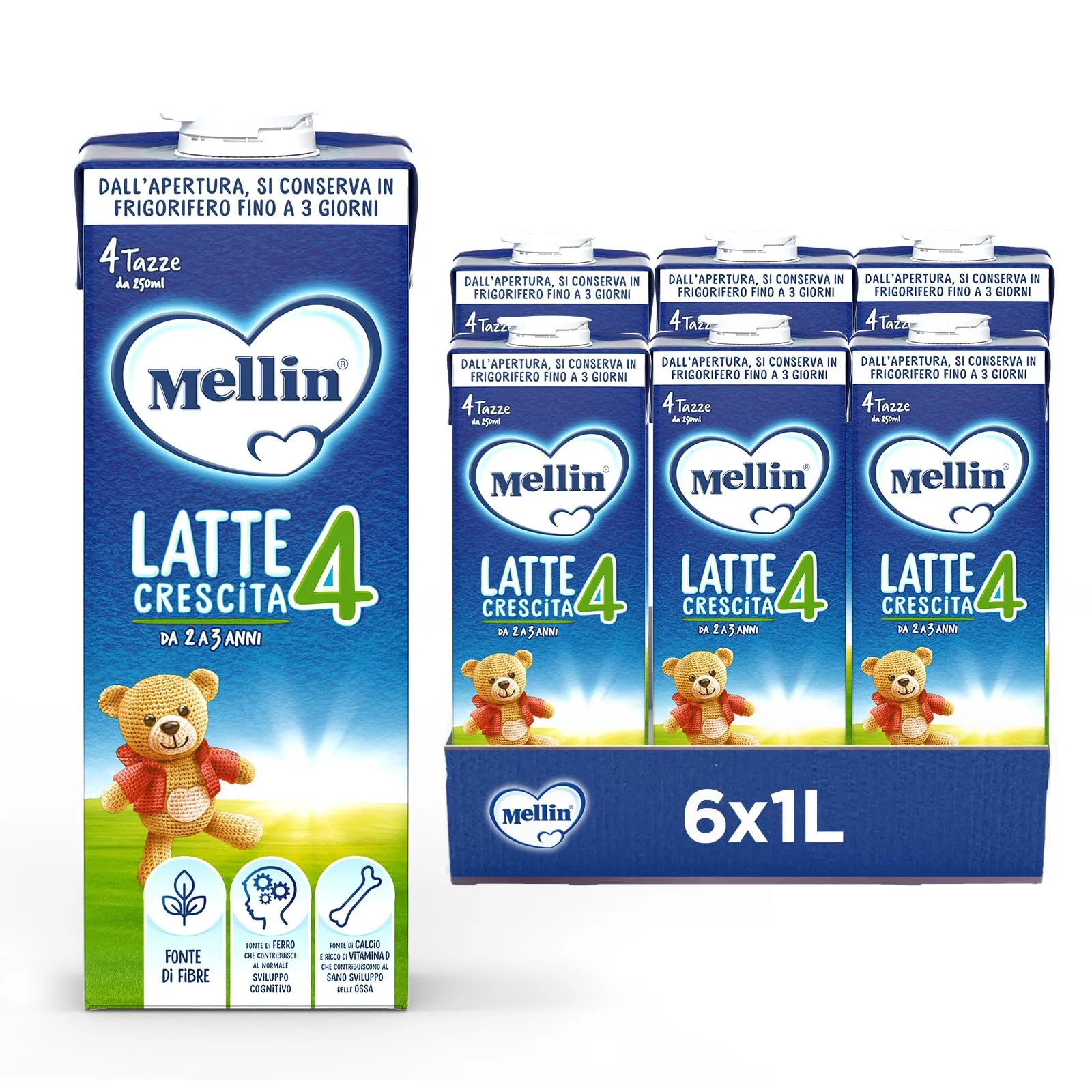 Mellin 4, Latte di Crescita Liquido - 6x1L (6L)