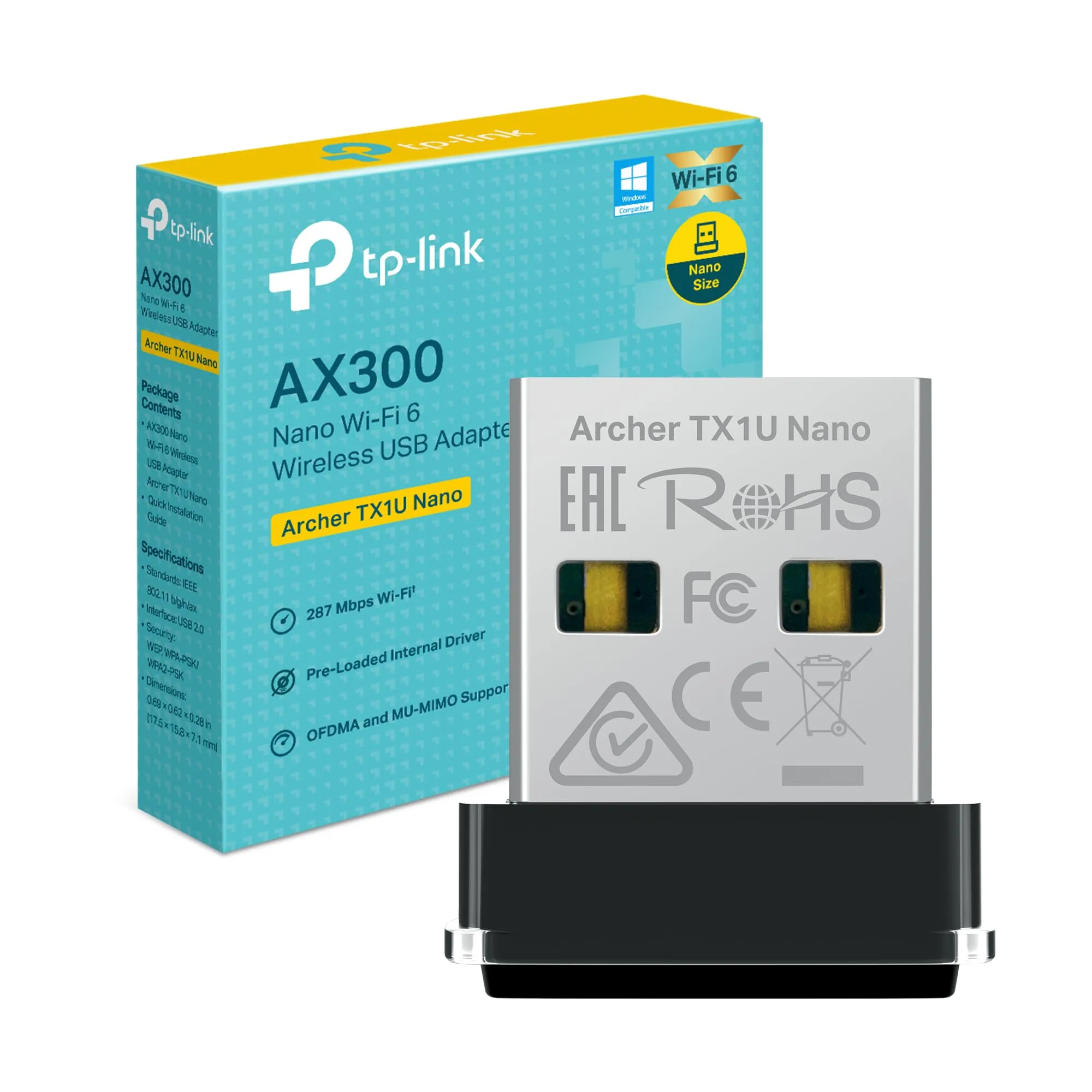 TP-Link Archer TX1U Nano Adattatore USB Wi-Fi 6 AX300Mbps MU-MIMO PC Fisso
