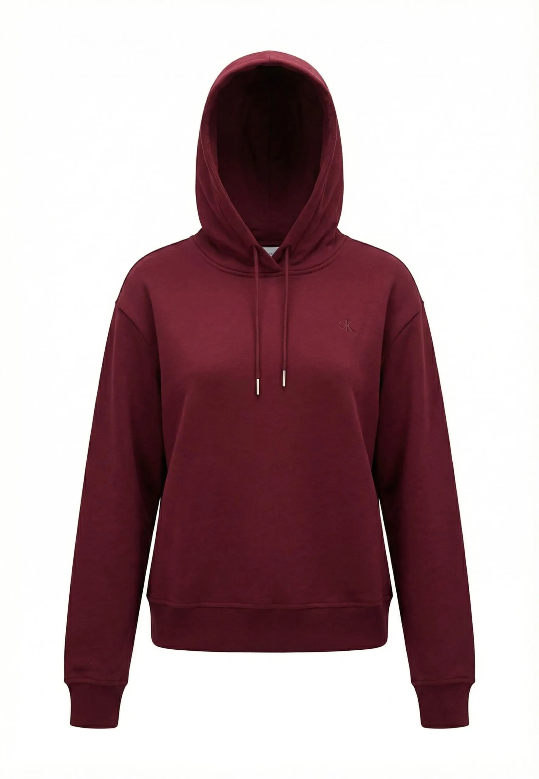 Calvin Klein Donna Felpa con Cappuccio Monogram Terry con Logo, Rosso (Berry Glaze), XS