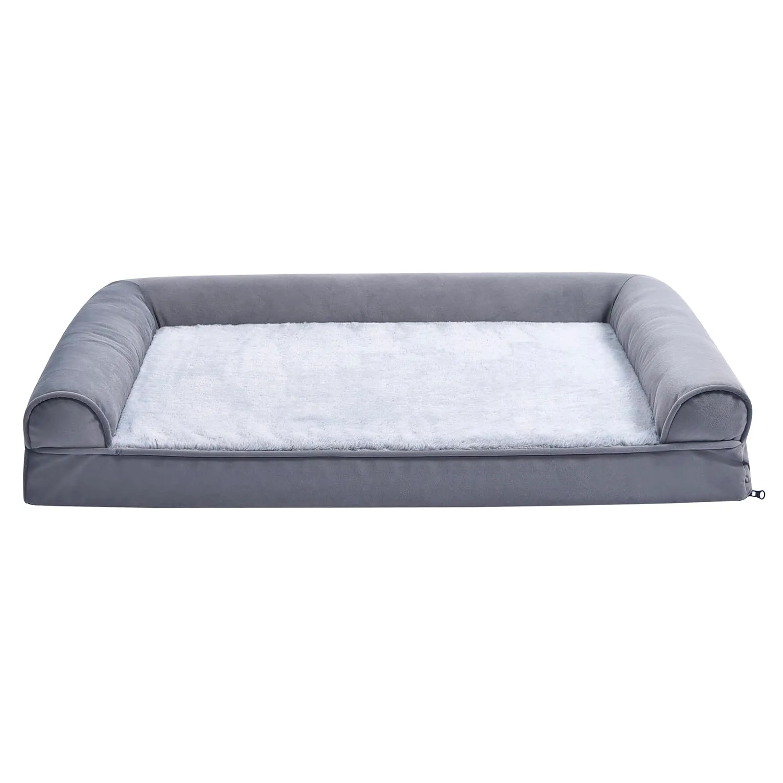 Amazon Basics Lettino per Cane e Animali Domestici, Simile a Un divanetto, in Schiuma, con Fodera Rimovibile, Adatto per Il Soggiorno, Grigio, 91 x 69 x 17 cm (L x W x H)