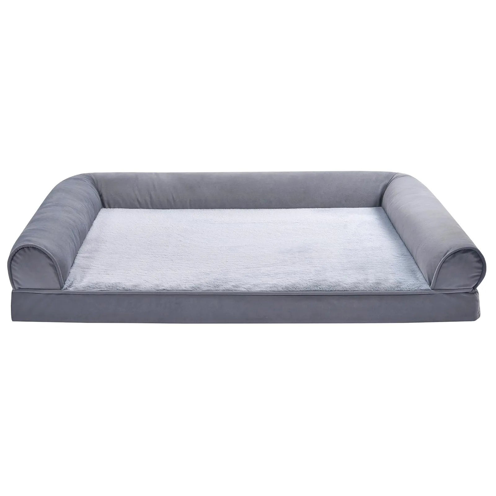 Amazon Basics Lettino per Cane e Animali Domestici, Simile a Un divanetto, in Schiuma, con Fodera Rimovibile, Adatto per Il Soggiorno, Grigio, 112 x 89 x 20 cm (L x W x H)